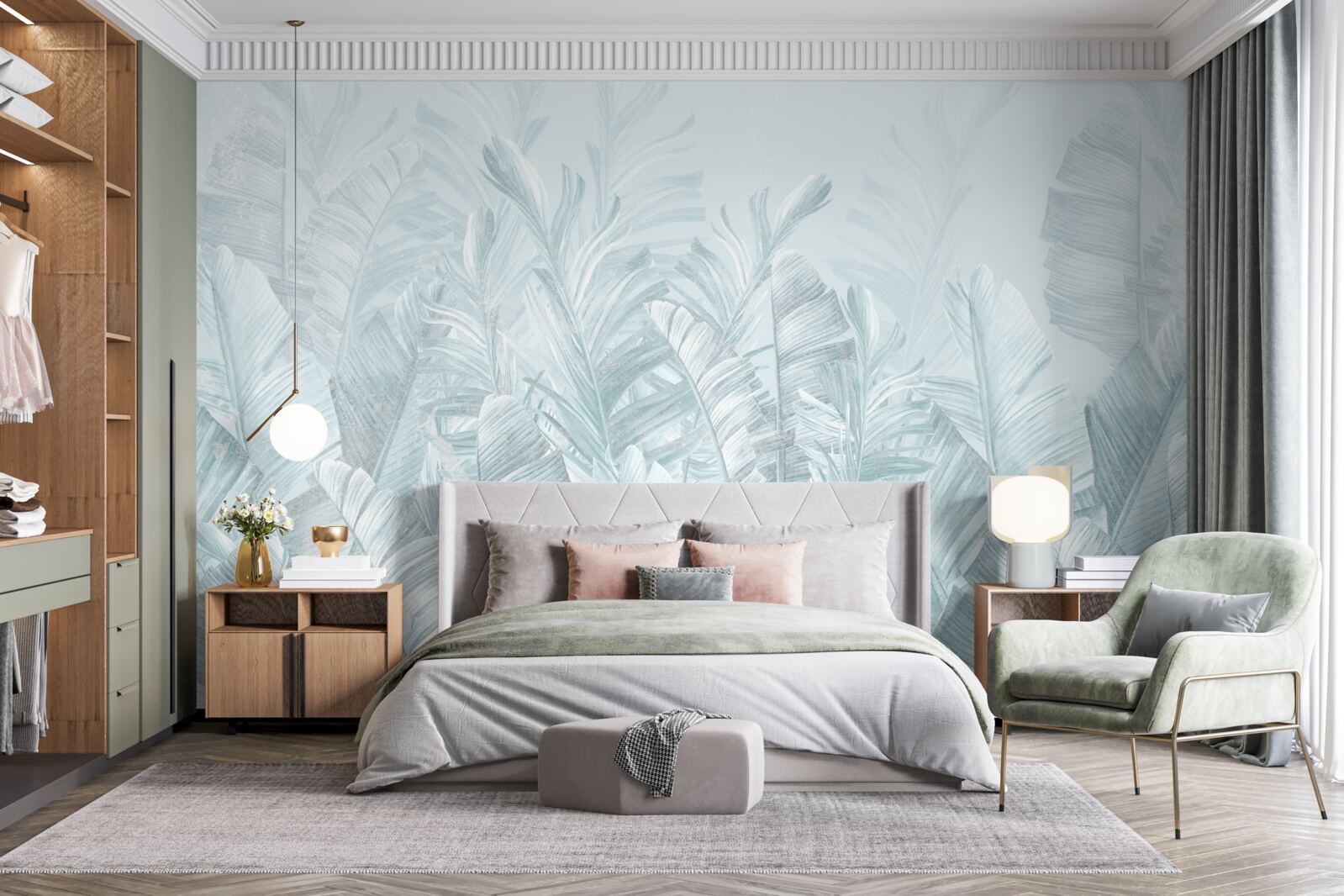 Фотошпалери сильний дощ зрошує рослини