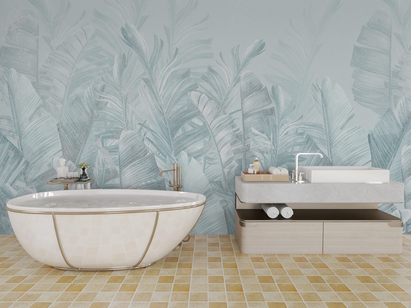 Фотошпалери сильний дощ зрошує рослини