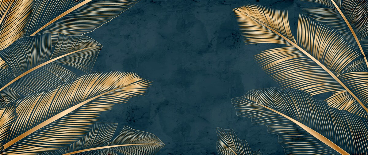 Фотошпалери вночі листя папороті переливається золотом