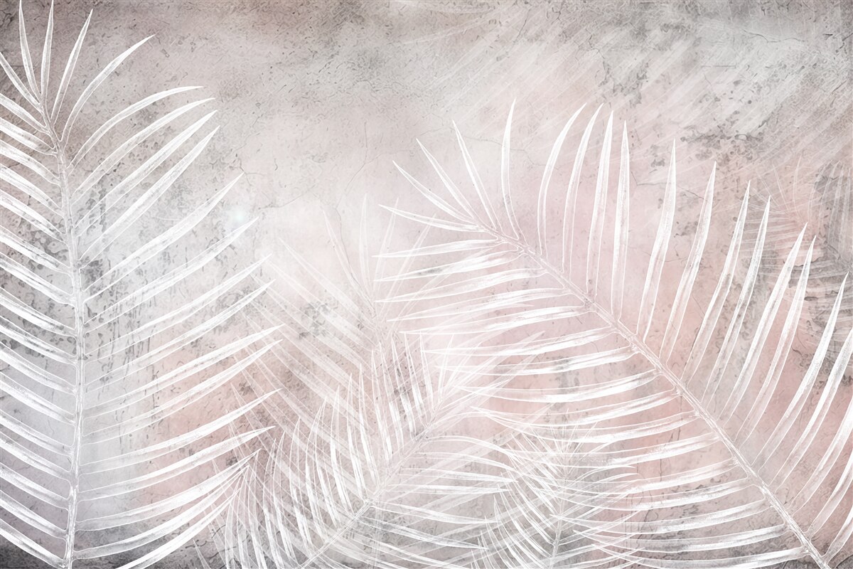 Фотошпалери широке біле листя на м'якому тлі