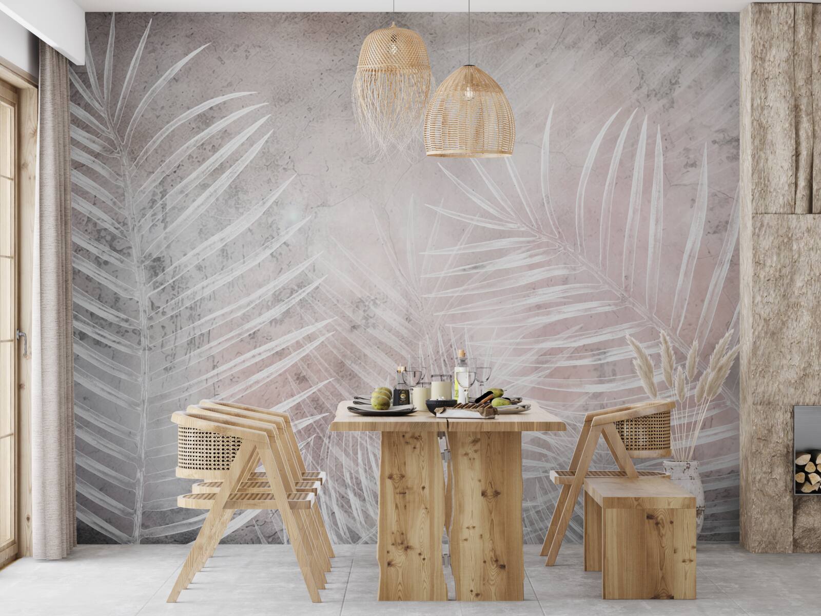 Фотошпалери широке біле листя на м'якому тлі