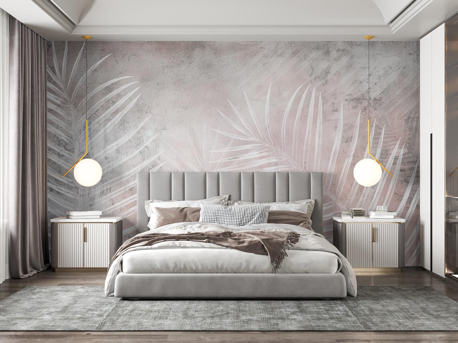 Фотошпалери широке біле листя на м'якому тлі