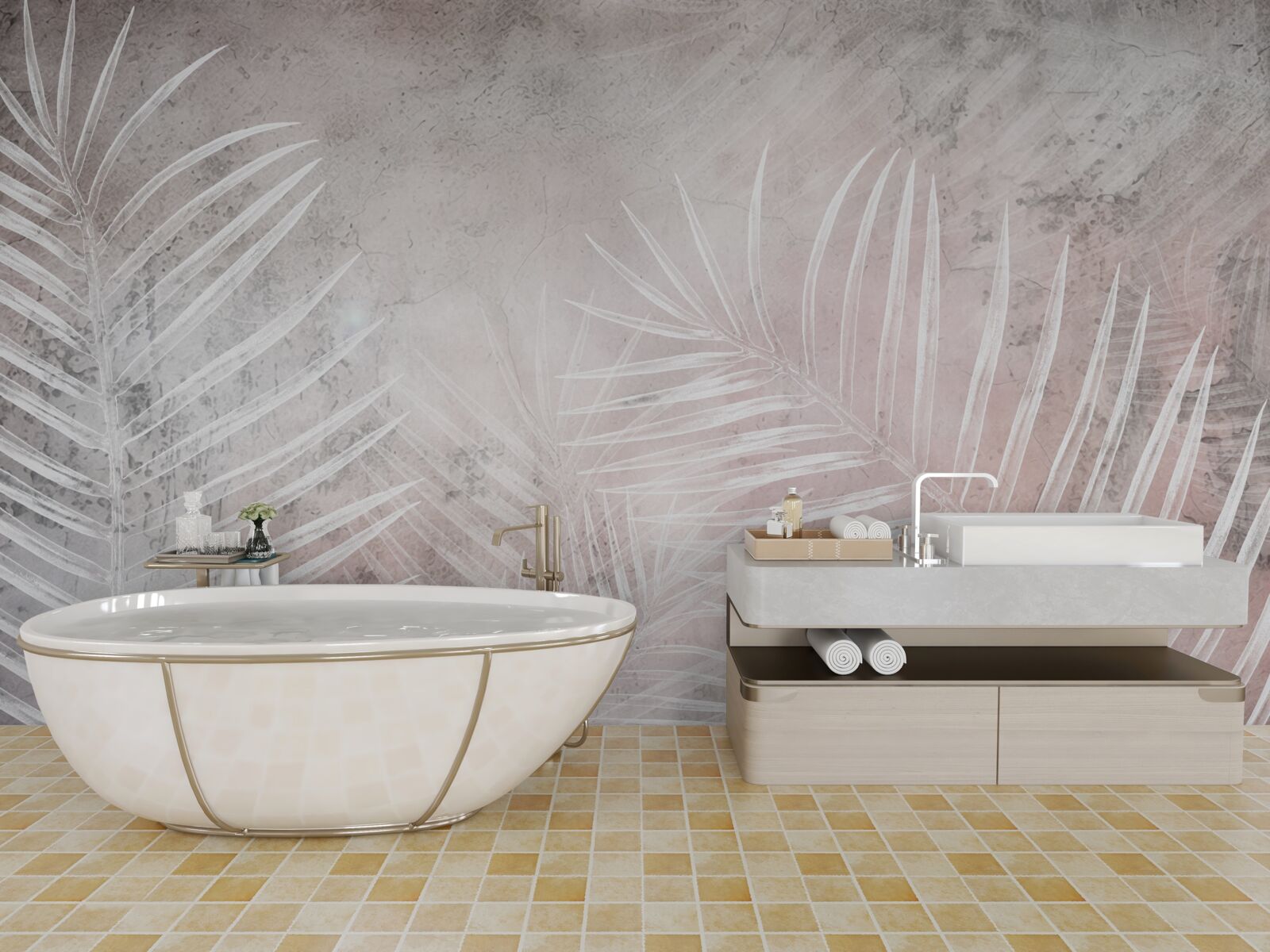 Фотошпалери широке біле листя на м'якому тлі