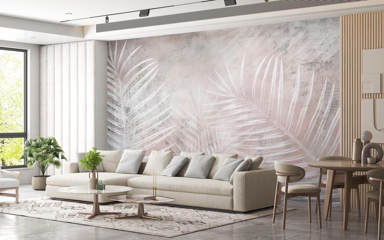 Фотошпалери широке біле листя на м'якому тлі