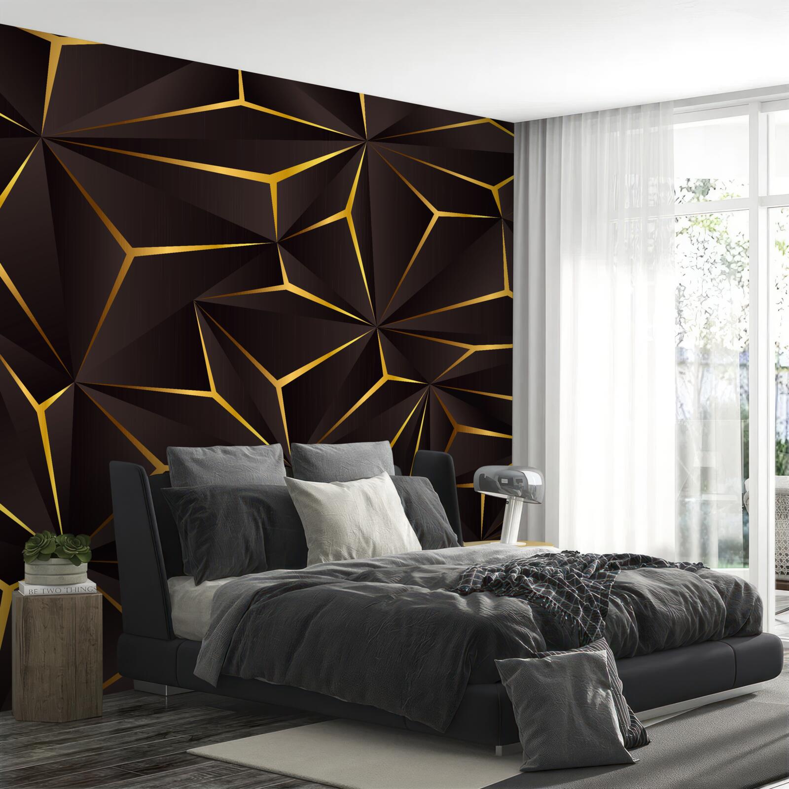 Фотошпалери об'ємна абстракція чорно-золотий