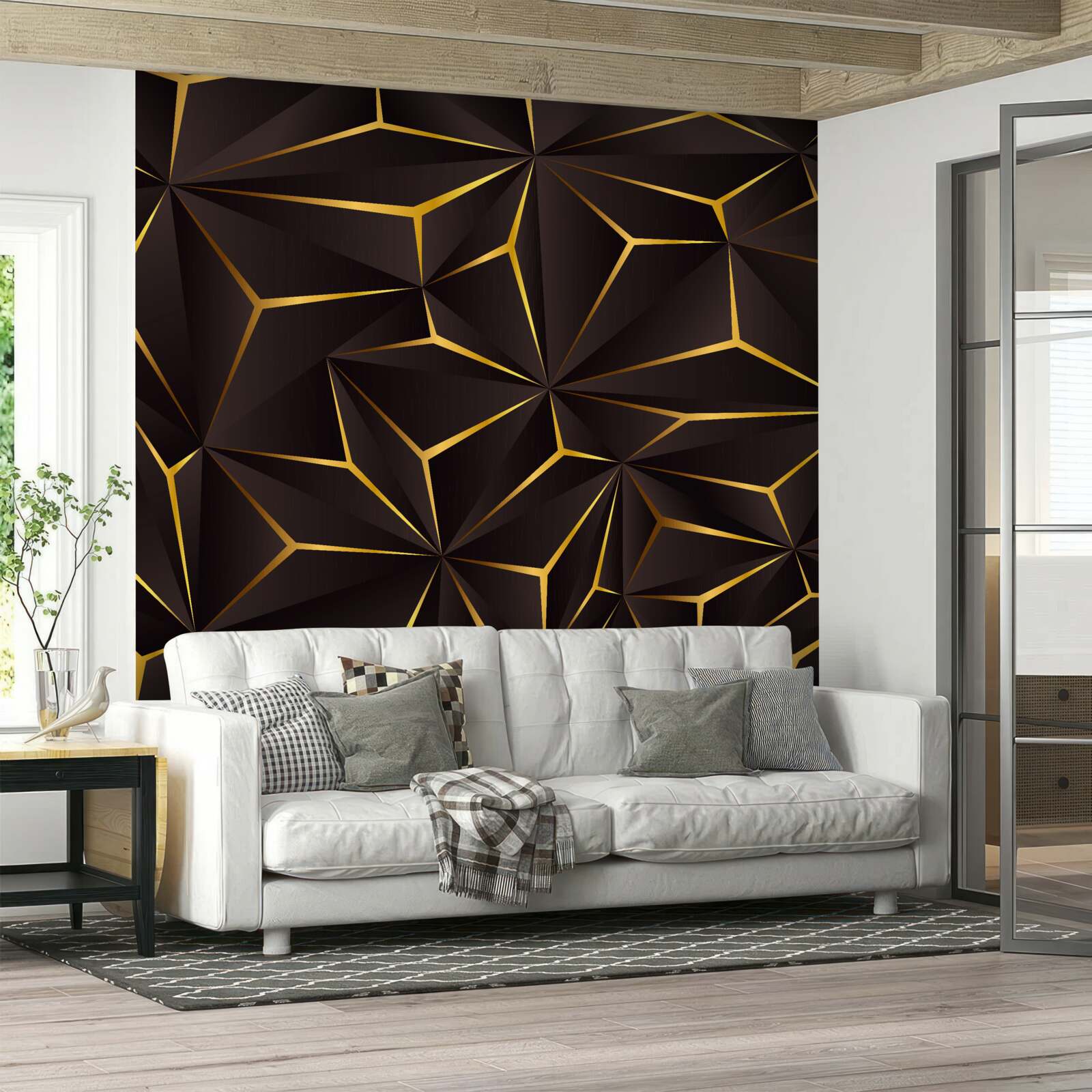 Фотошпалери об'ємна абстракція чорно-золотий