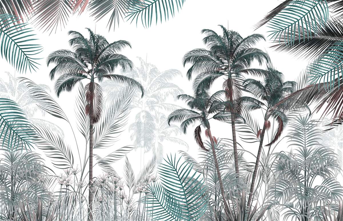 Фотошпалери тропічні ліси, пальми та папороті