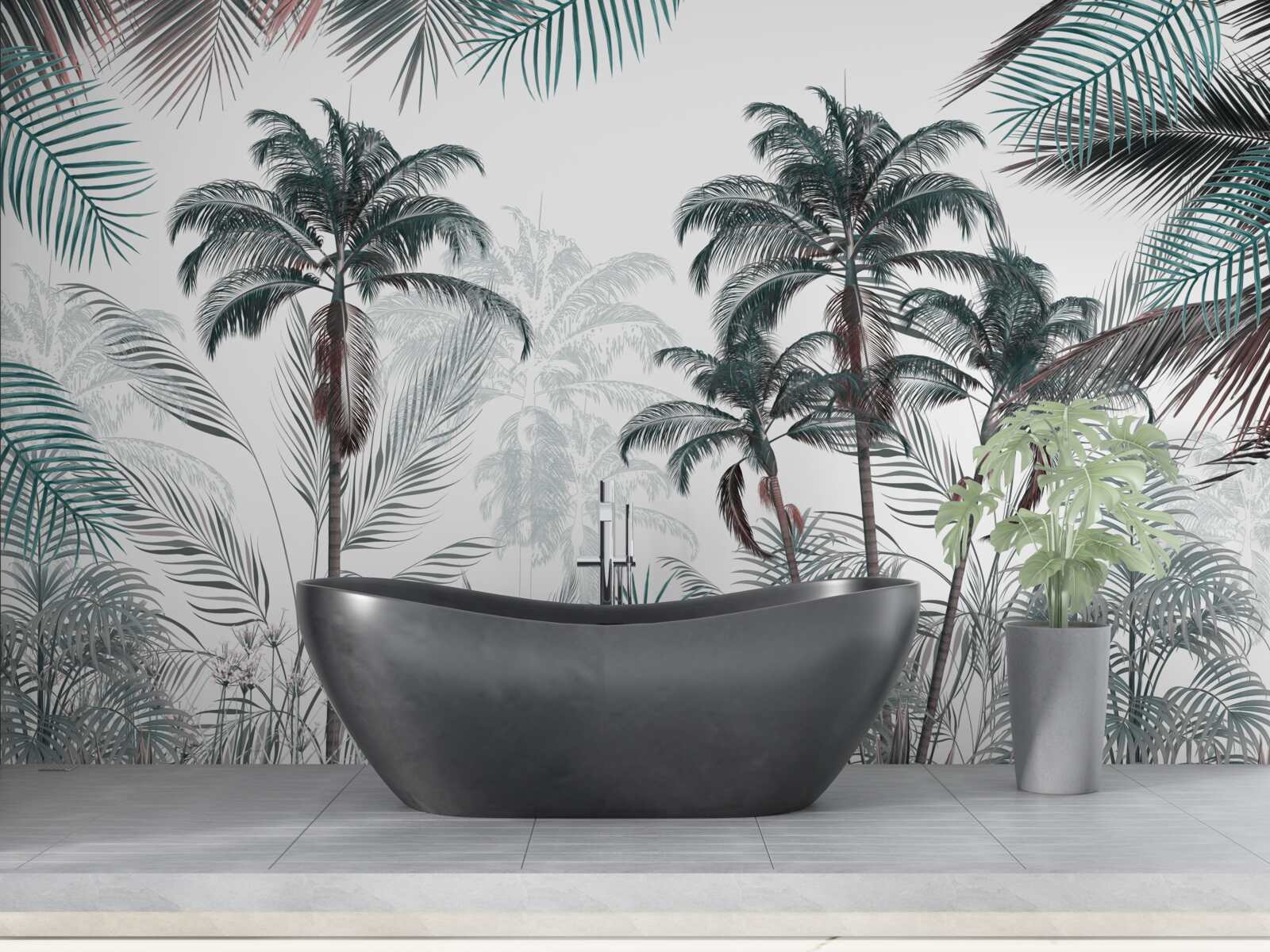 Фотошпалери тропічні ліси, пальми та папороті