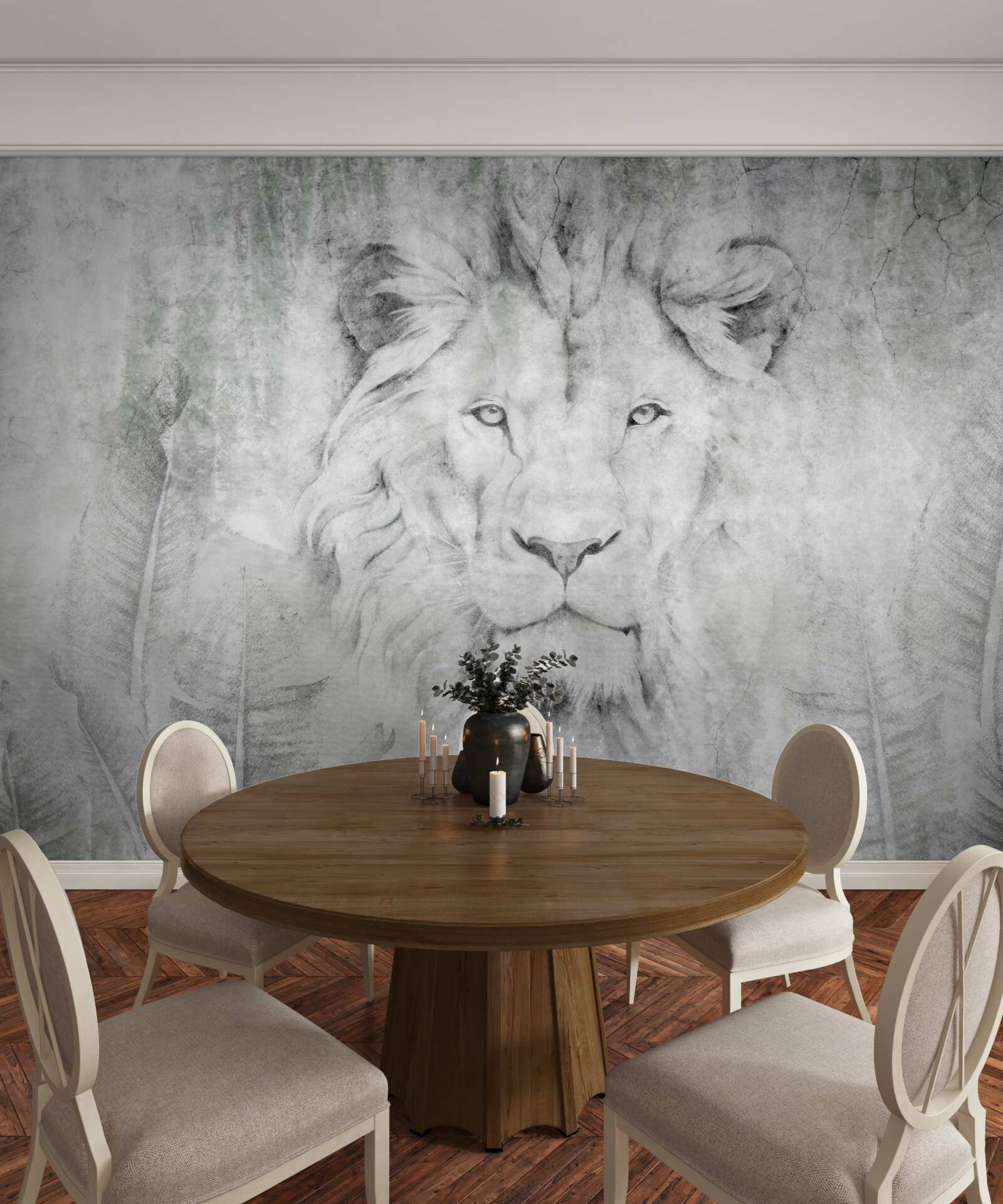 Фотошпалери бачення лева в тропічному регіоні