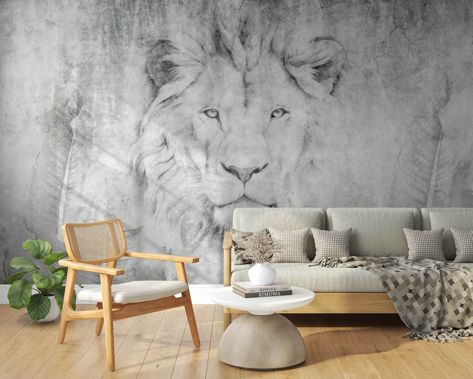 Фотошпалери бачення лева в тропічному регіоні