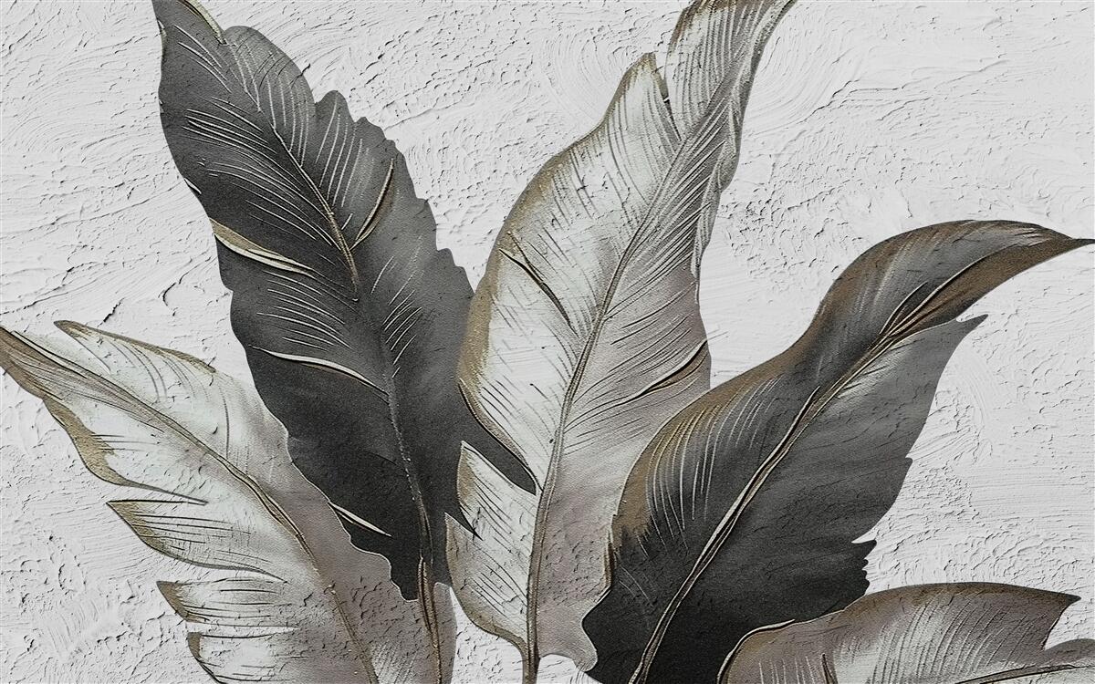 Фотошпалери великі листки зелені та білі