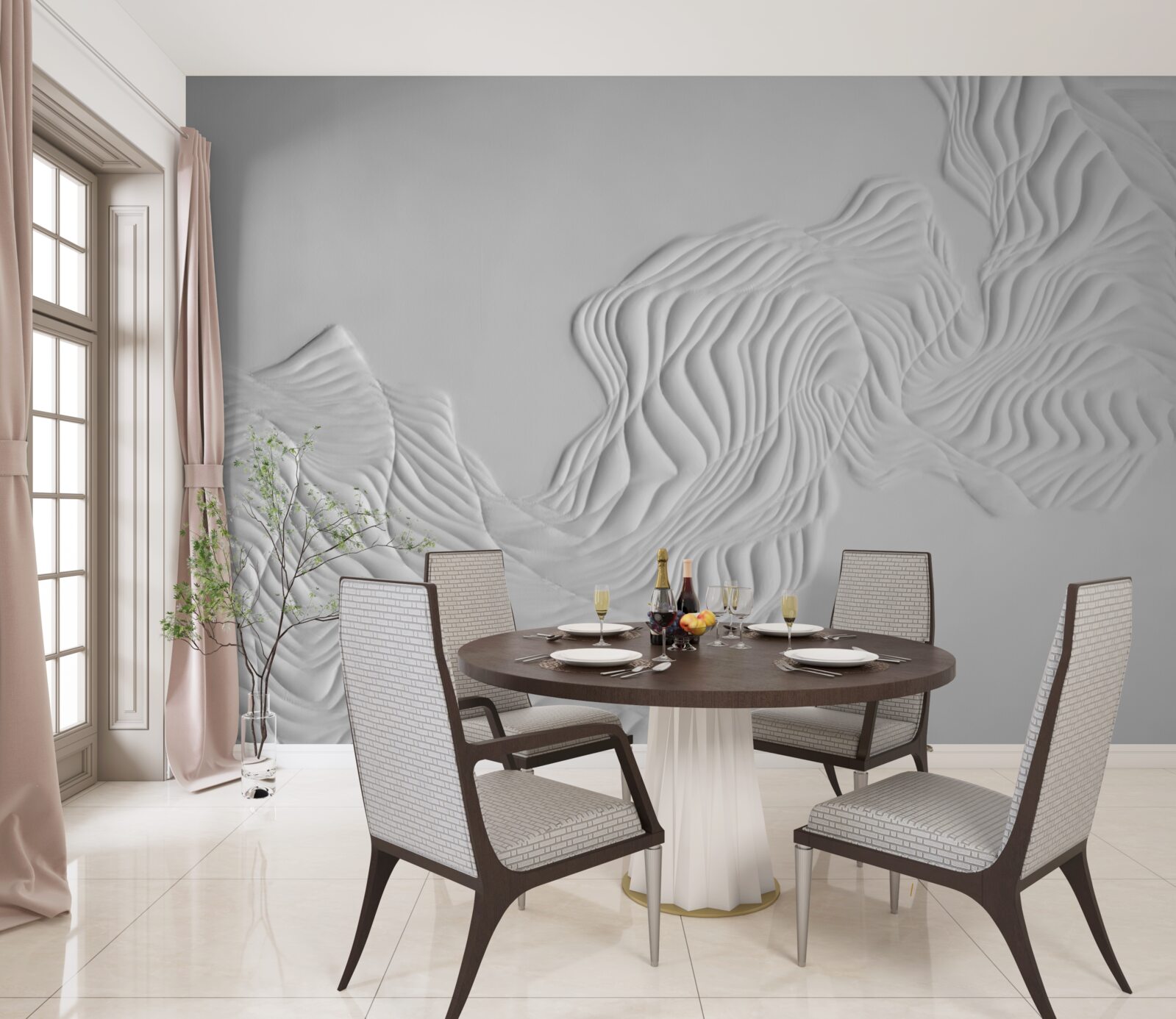 Фотошпалери абстрактні лінії на легких тканинах