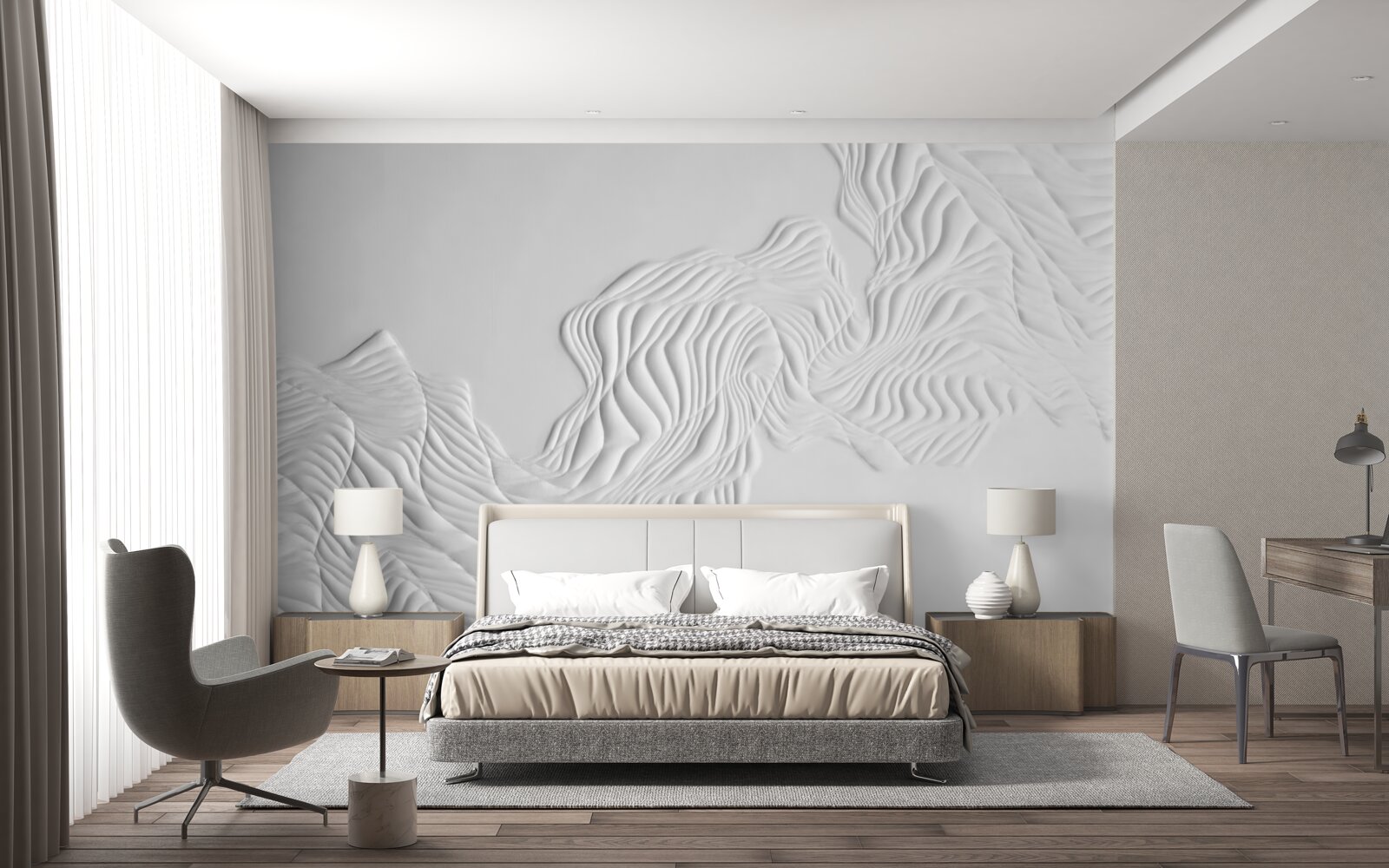 Фотошпалери абстрактні лінії на легких тканинах