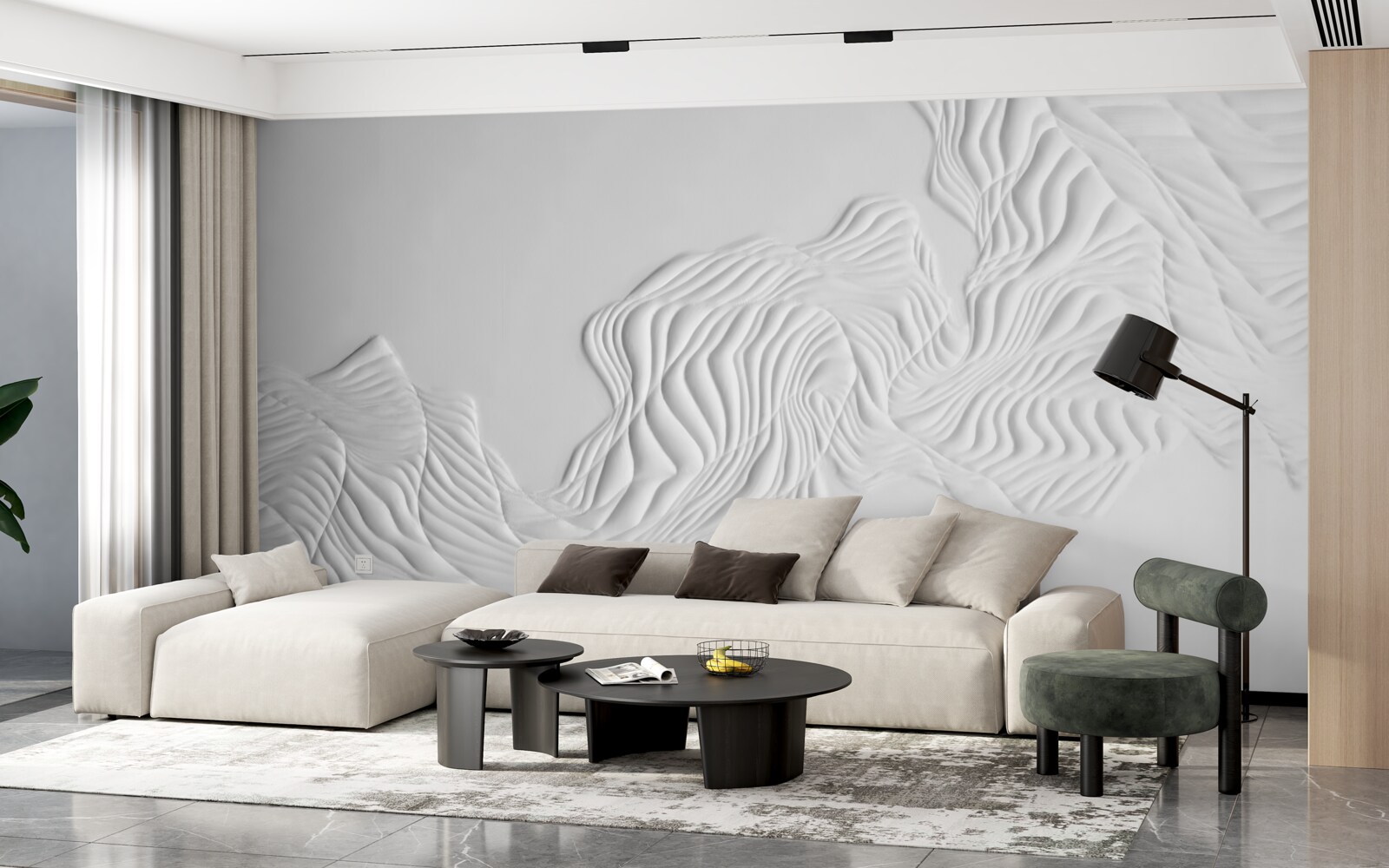 Фотошпалери абстрактні лінії на легких тканинах