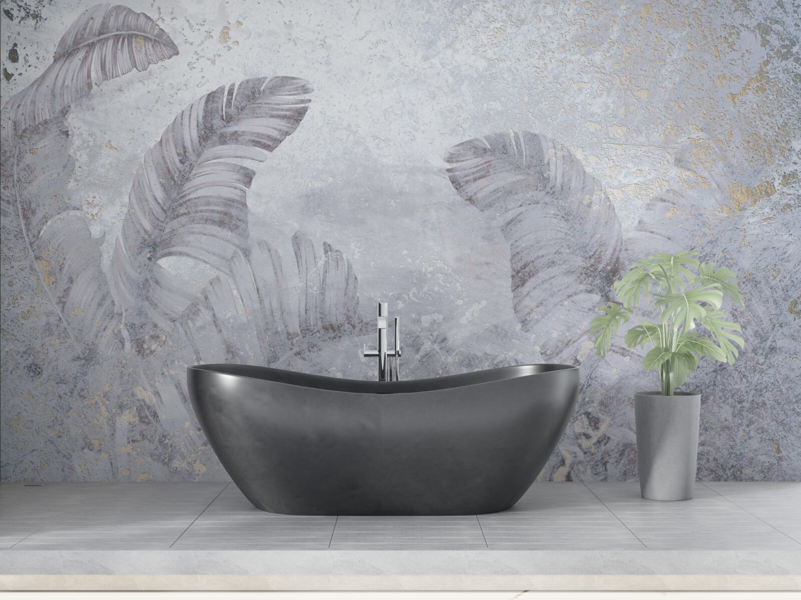 Фотошпалери тропічне листя під проливним дощем