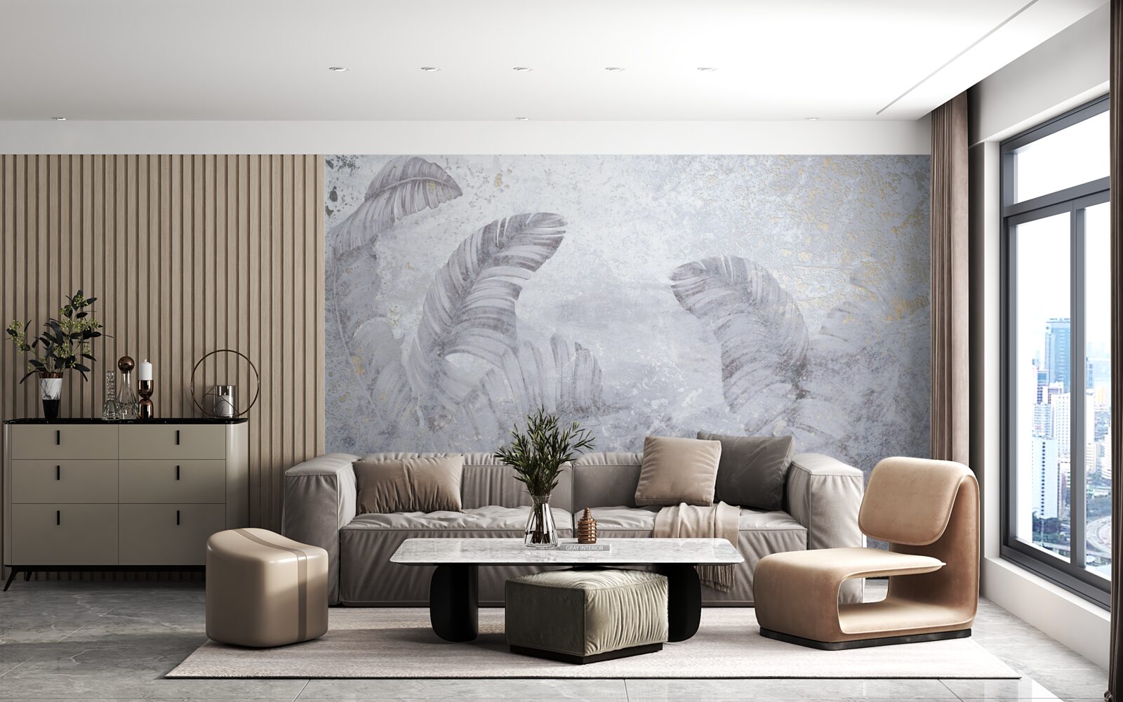 Фотошпалери тропічне листя під проливним дощем