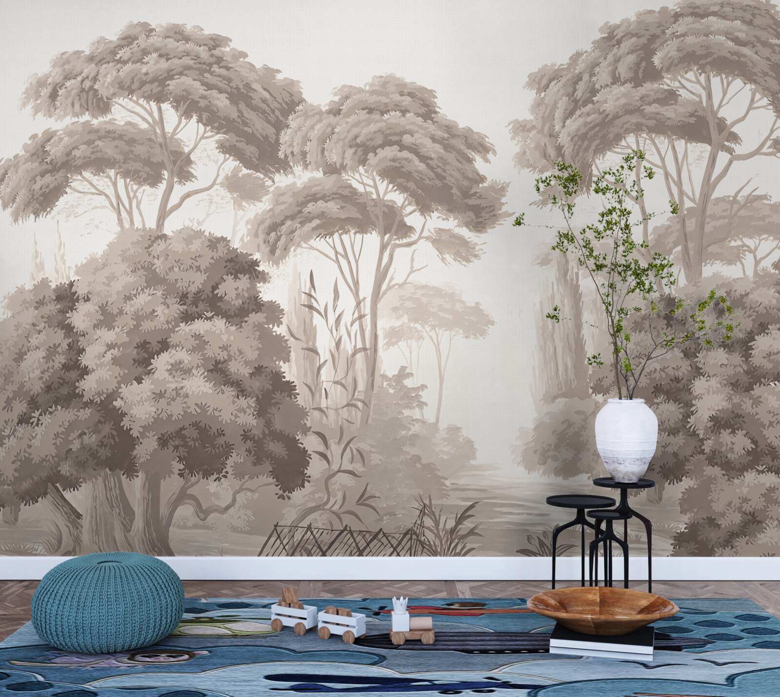 Фотошпалери пишні верхівки дерев у лісі