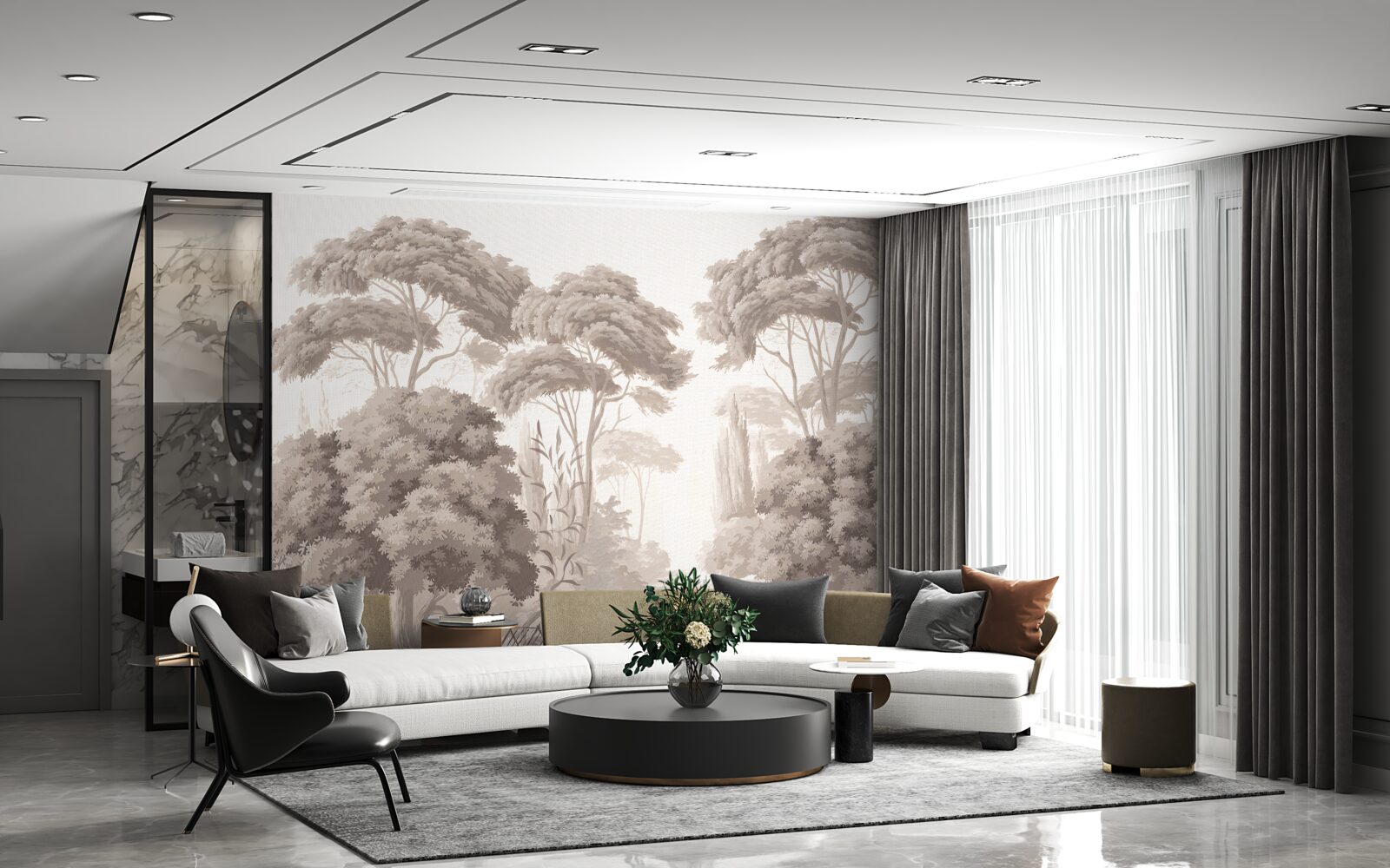 Фотошпалери пишні верхівки дерев у лісі