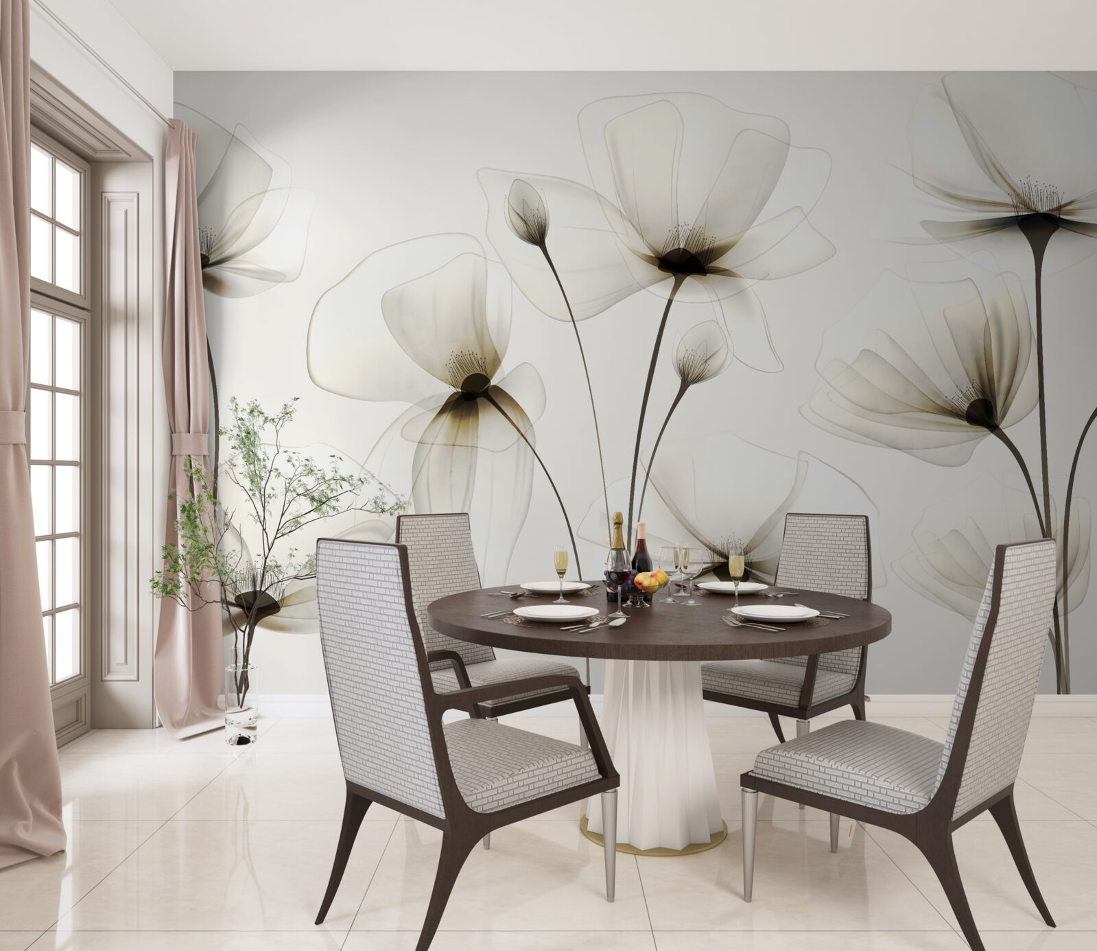 Фотошпалери витончений, напівпрозорий мак