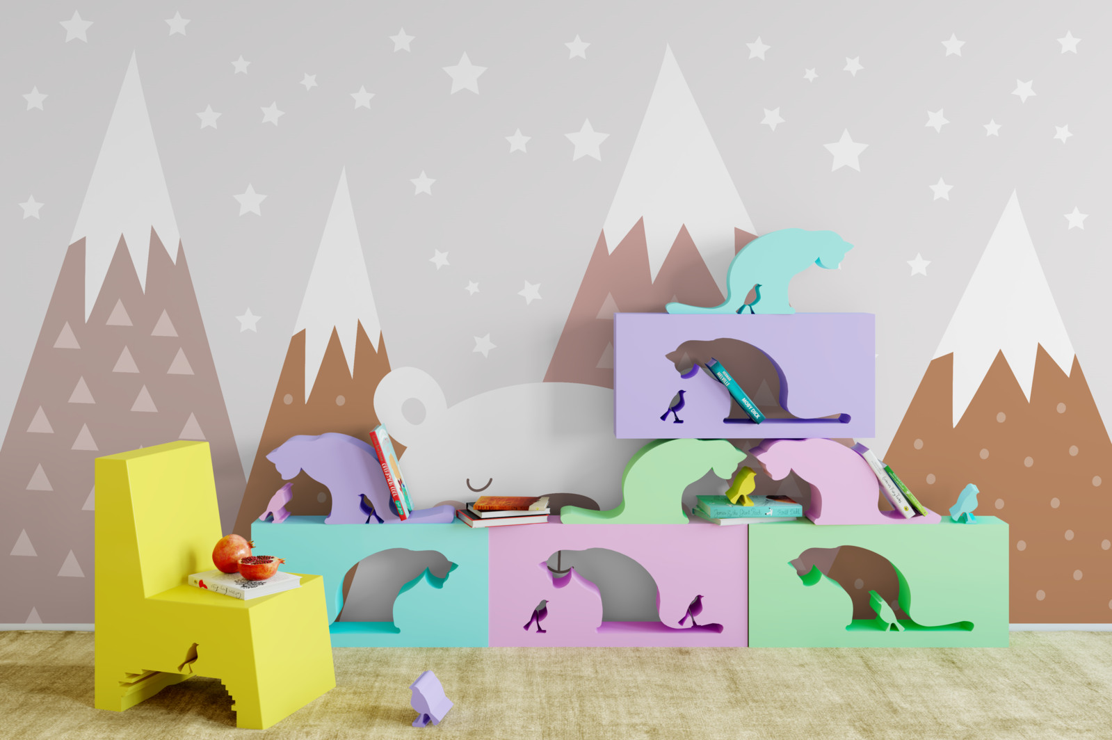 Фотошпалери ведмідь відпочиває в горах