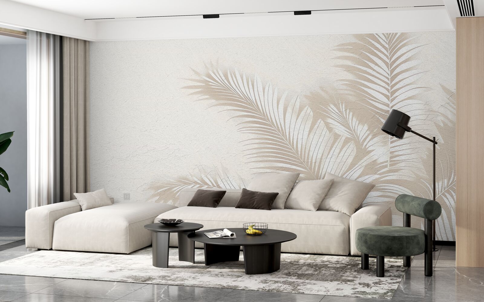 Фотошпалери листя папороті білосніжні