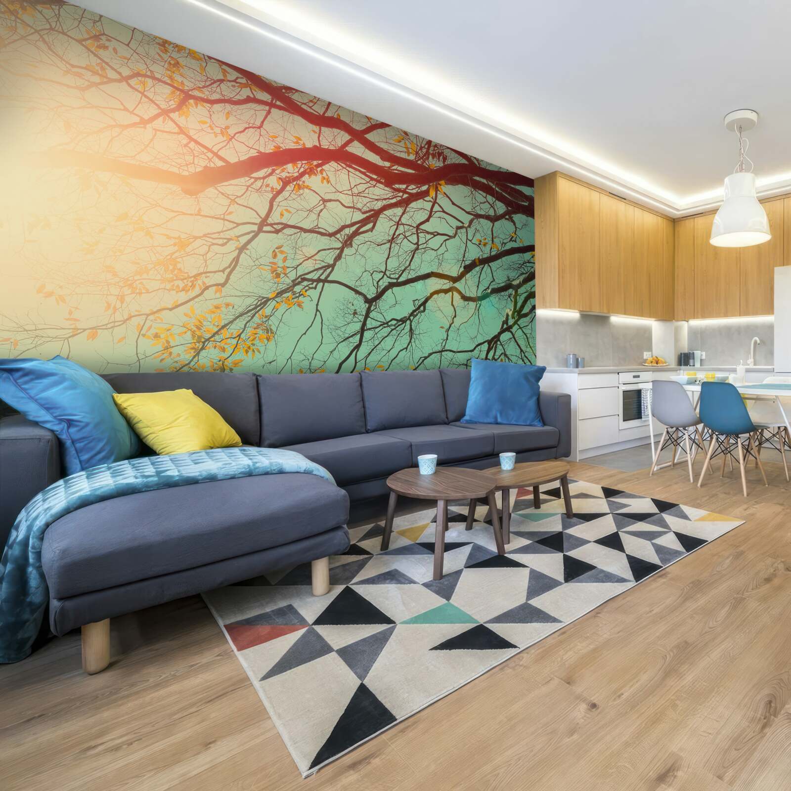 Фотошпалери гілки дерев видніються на тлі неба