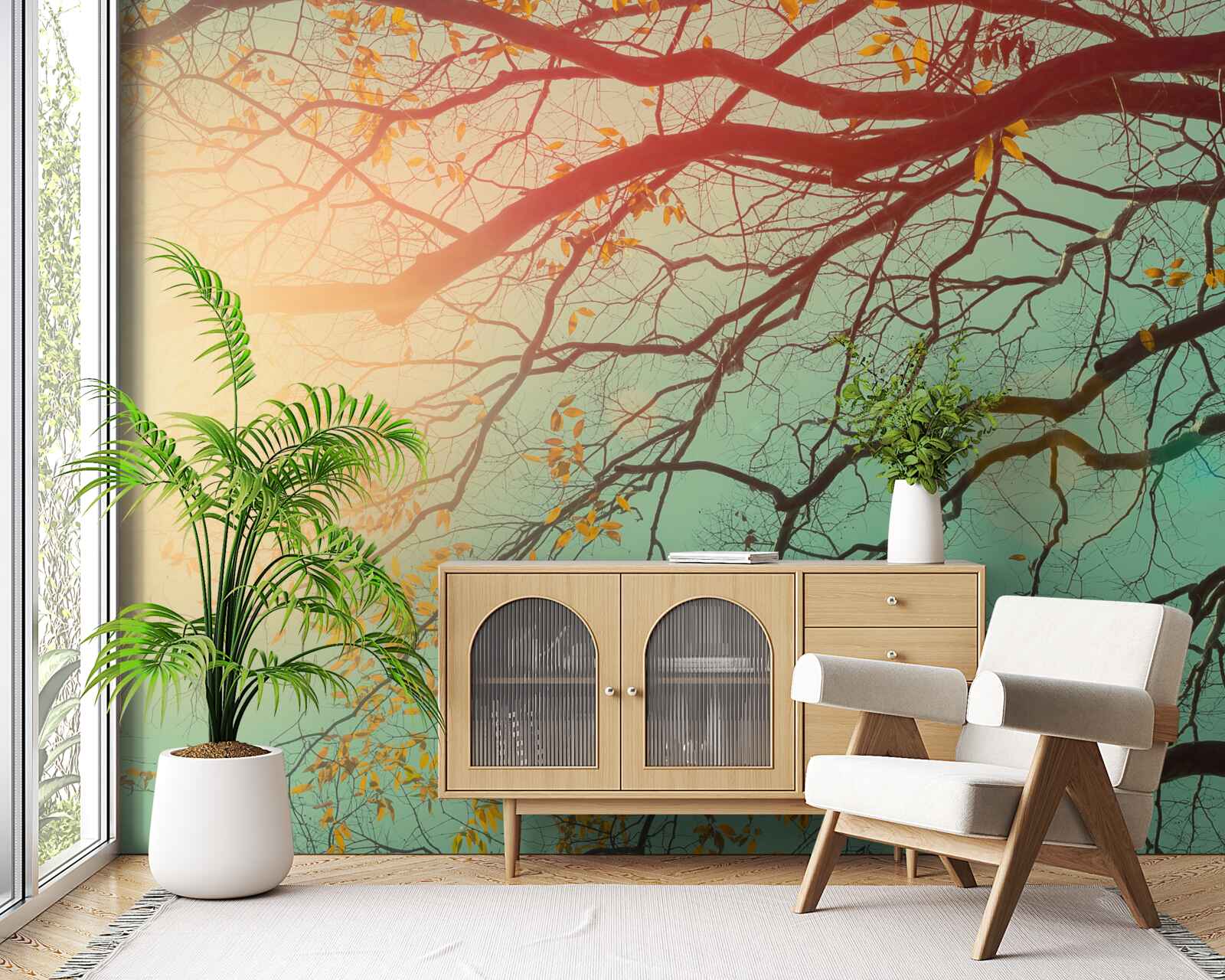 Фотошпалери гілки дерев видніються на тлі неба