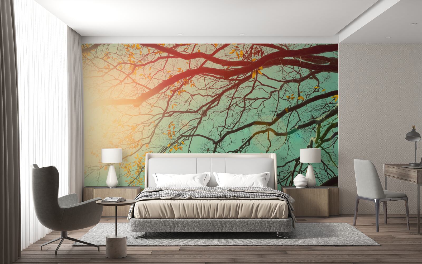 Фотошпалери гілки дерев видніються на тлі неба