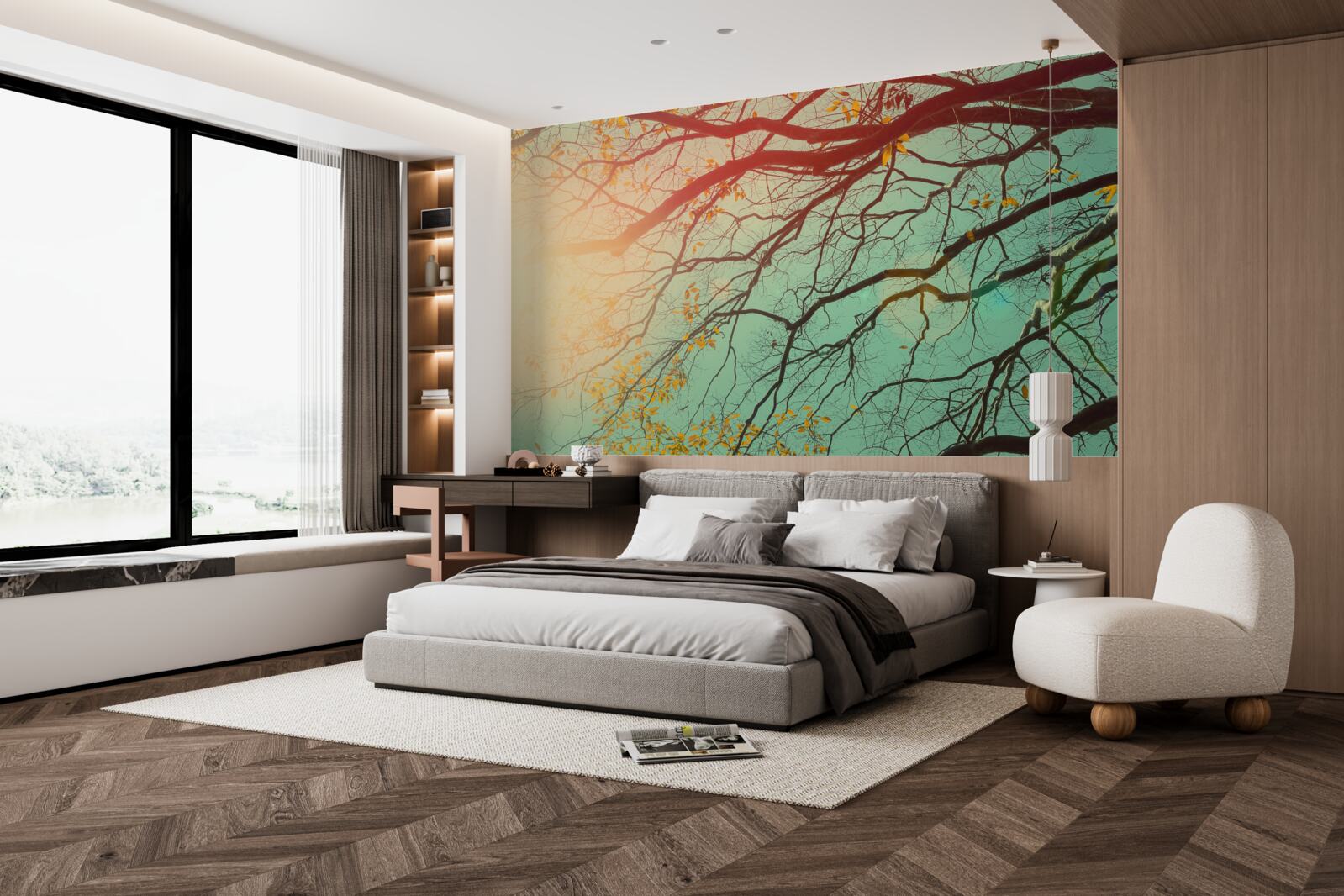 Фотошпалери гілки дерев видніються на тлі неба