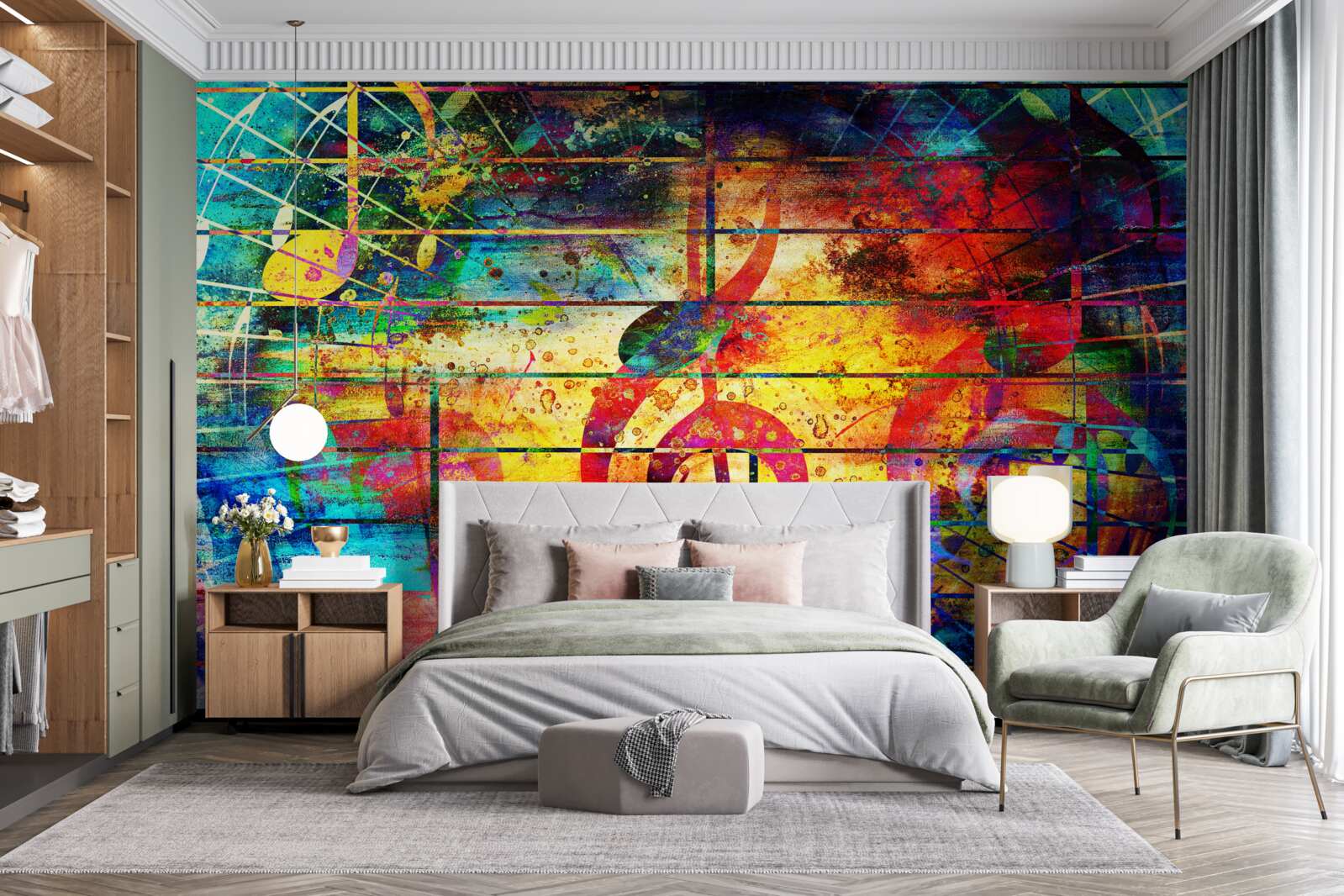 Фотошпалери графіті у вигляді скрипкового ключа