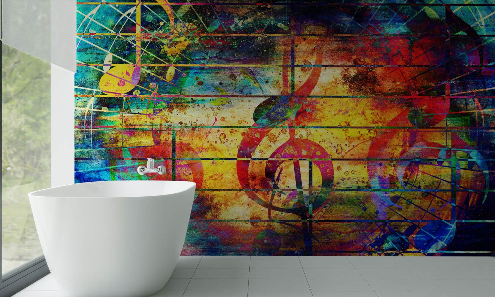 Фотошпалери графіті у вигляді скрипкового ключа