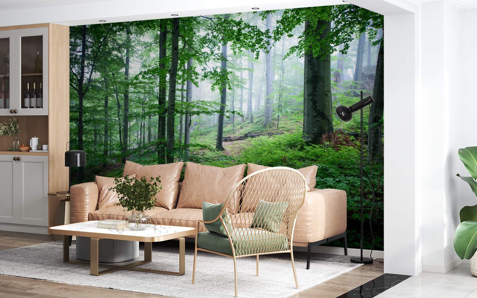 Фотошпалери туман спускається на лісову гущавину