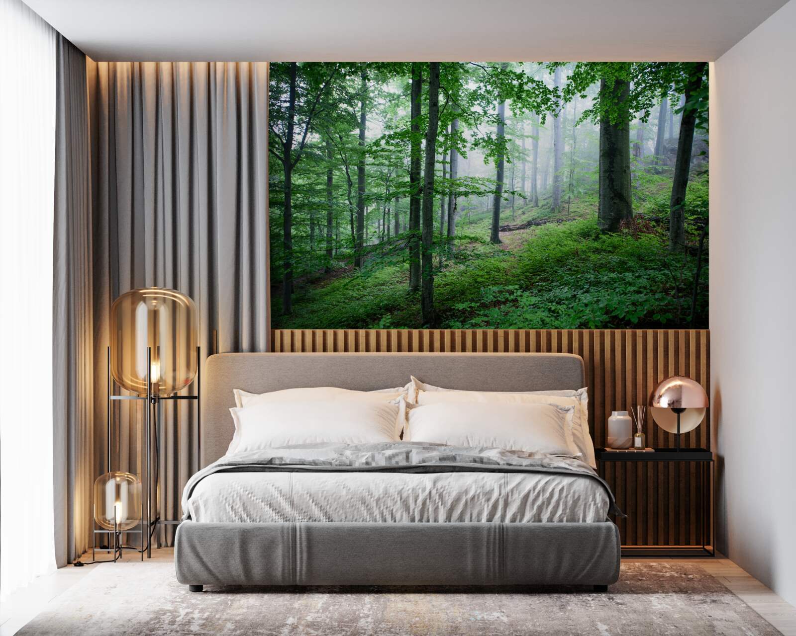 Фотошпалери туман спускається на лісову гущавину