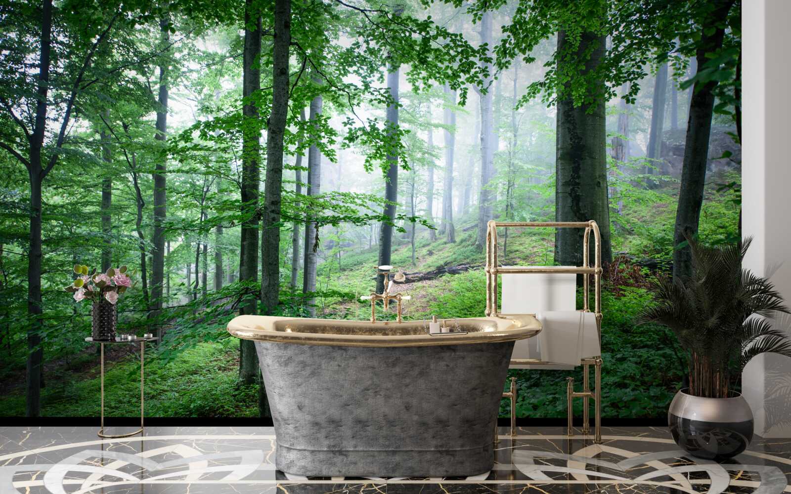 Фотошпалери туман спускається на лісову гущавину