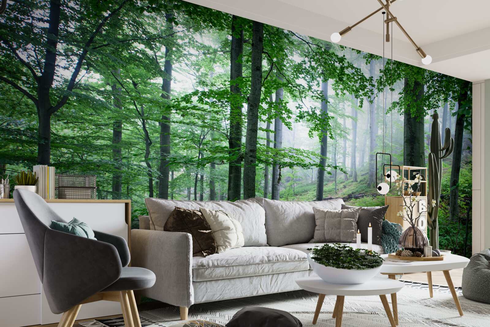 Фотошпалери туман спускається на лісову гущавину