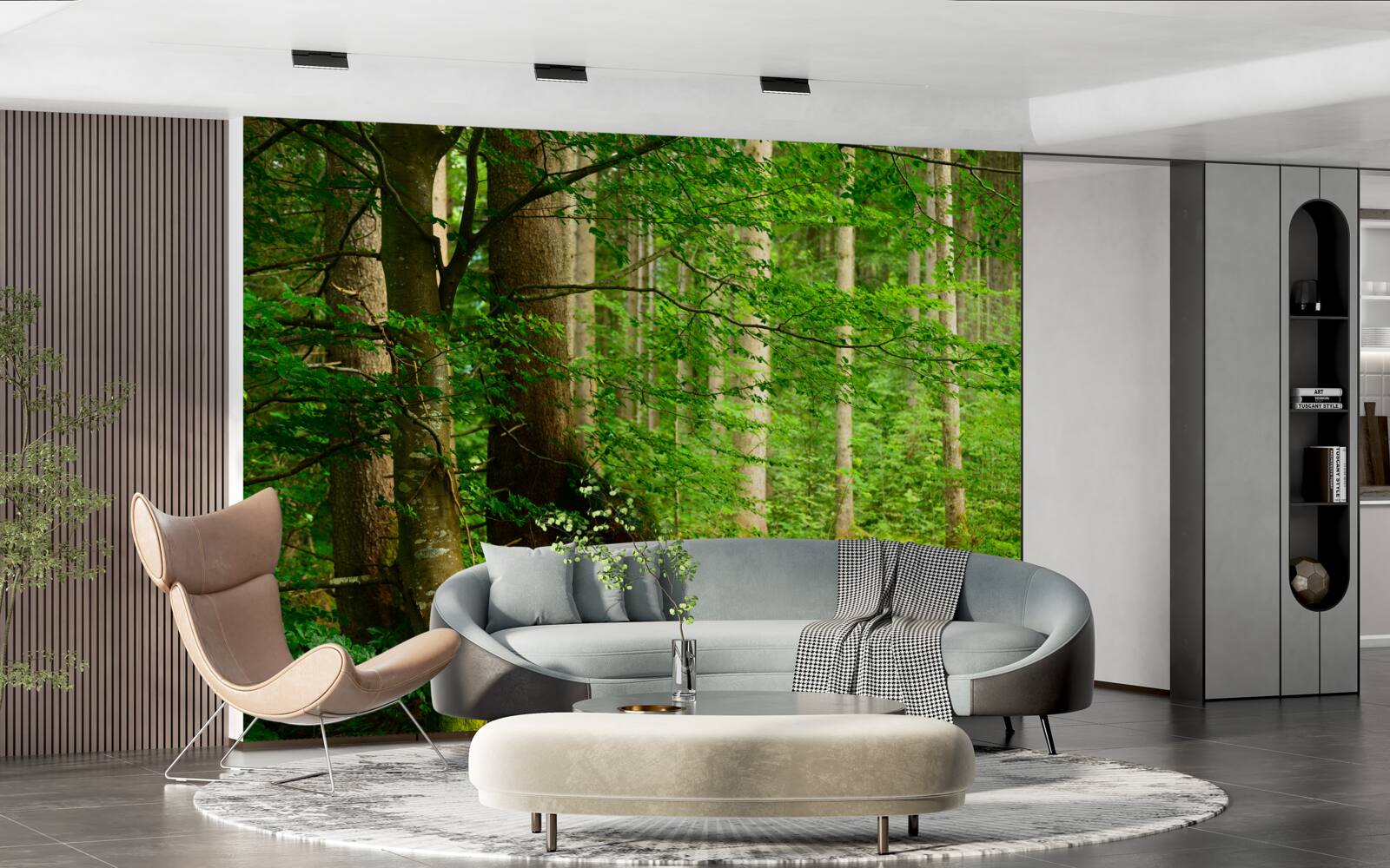 Фотошпалери пишний зелений літній ліс