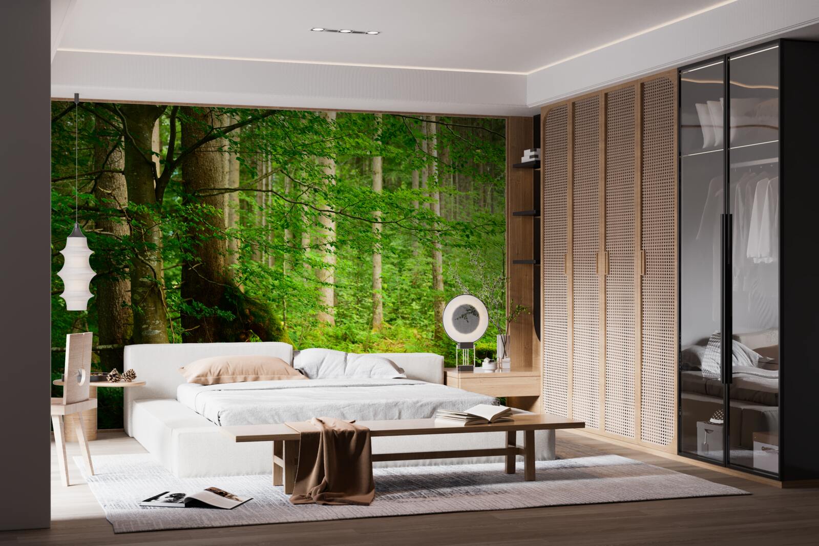 Фотошпалери пишний зелений літній ліс