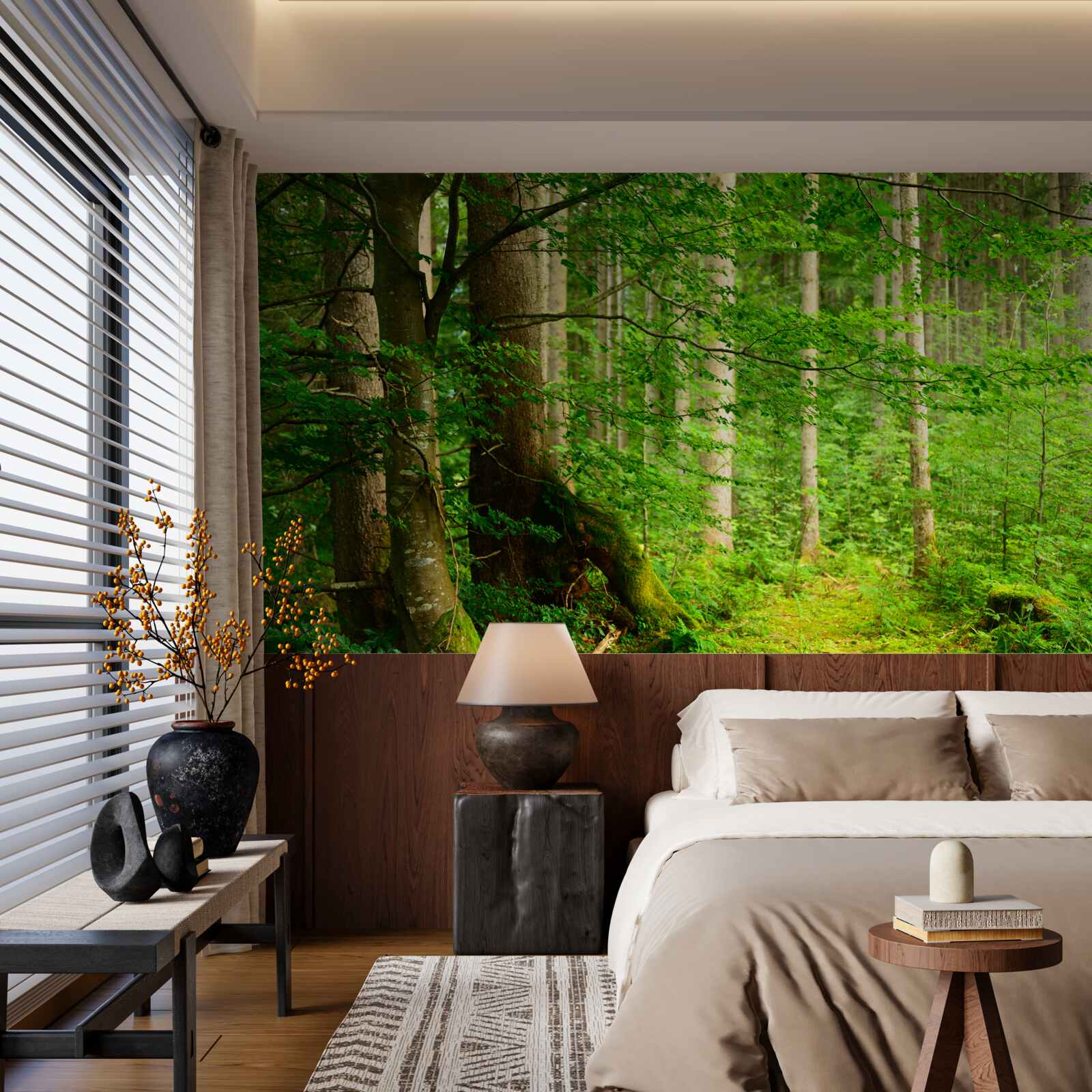 Фотошпалери пишний зелений літній ліс