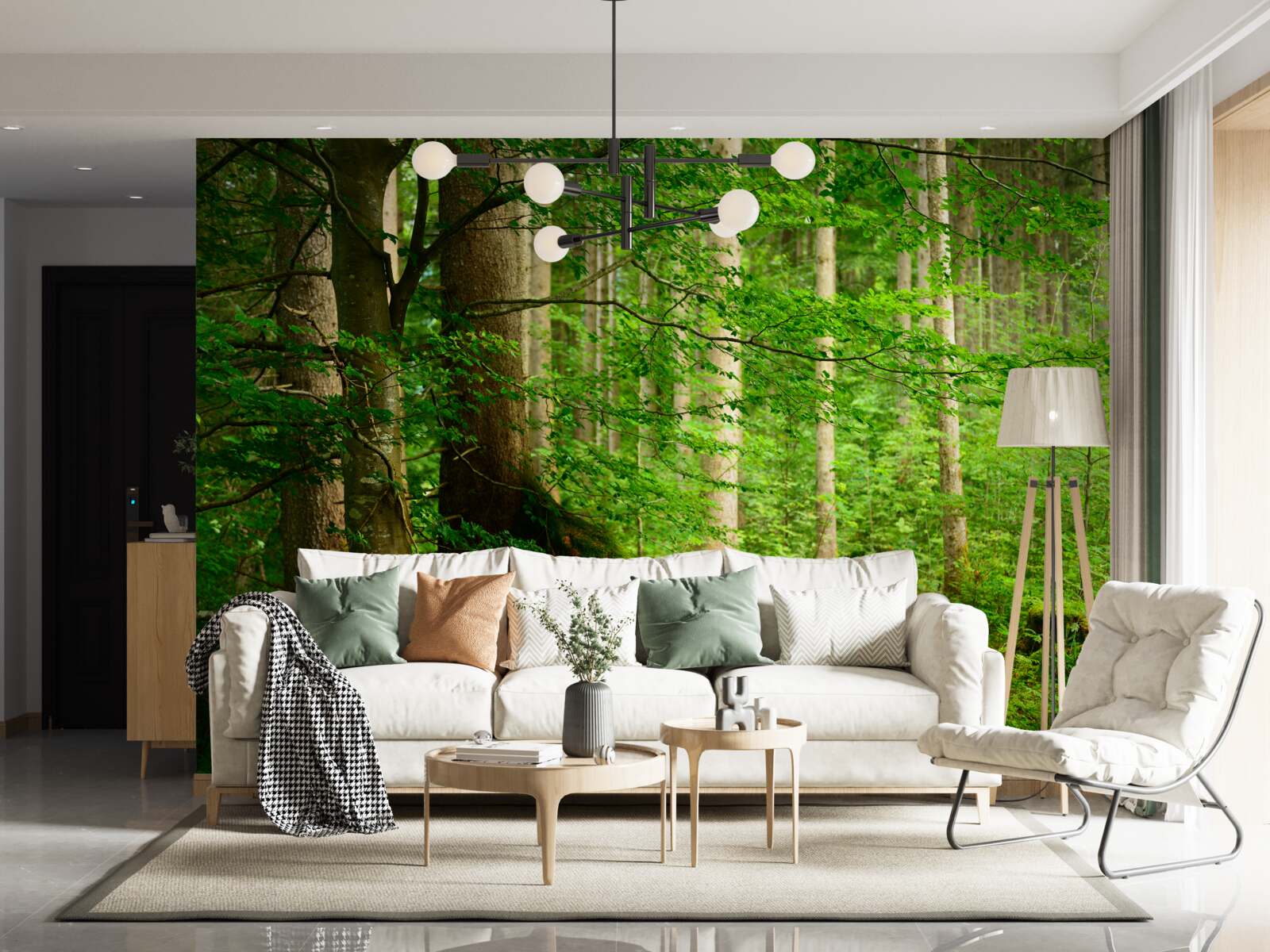 Фотошпалери пишний зелений літній ліс