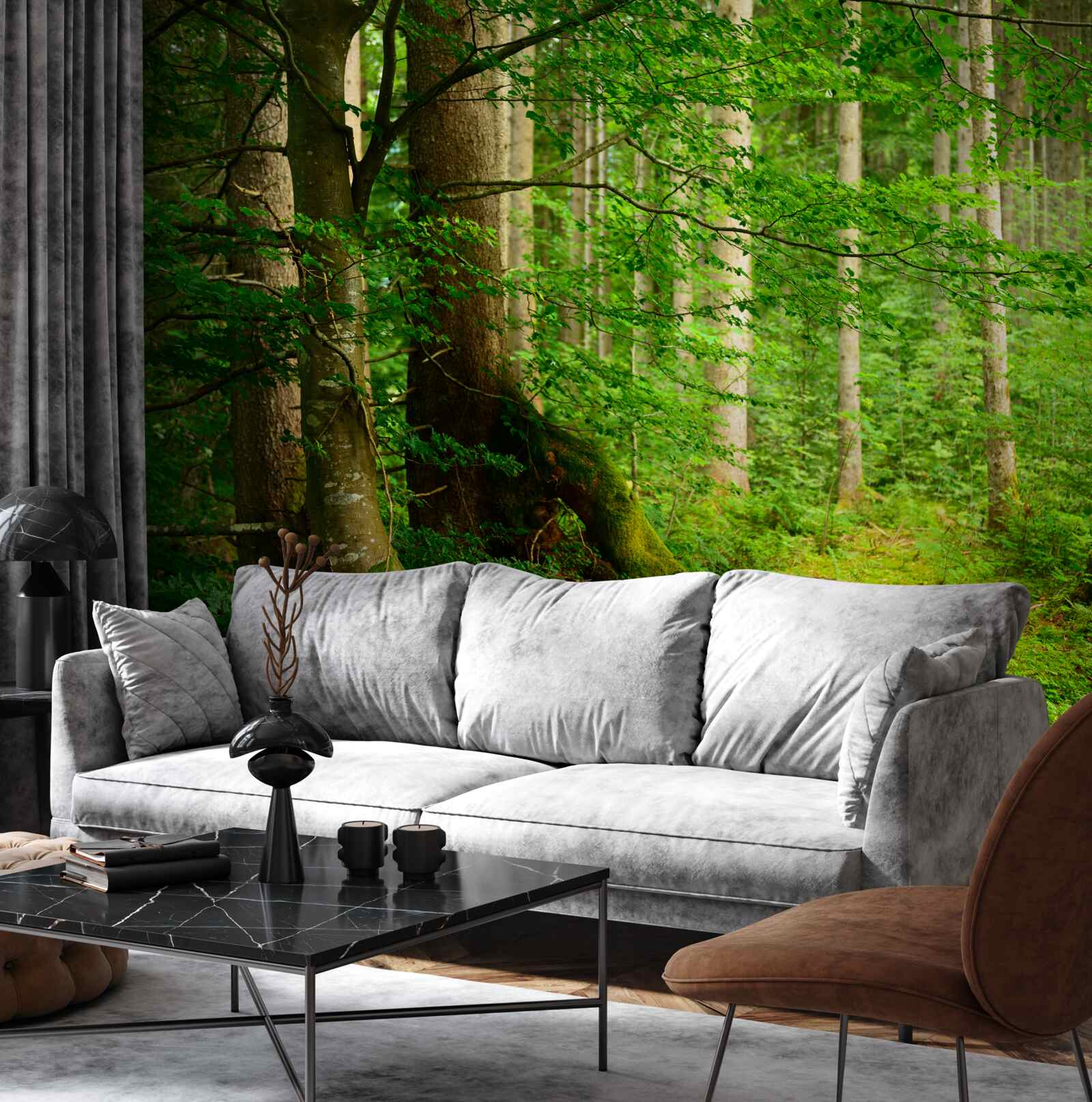 Фотошпалери пишний зелений літній ліс