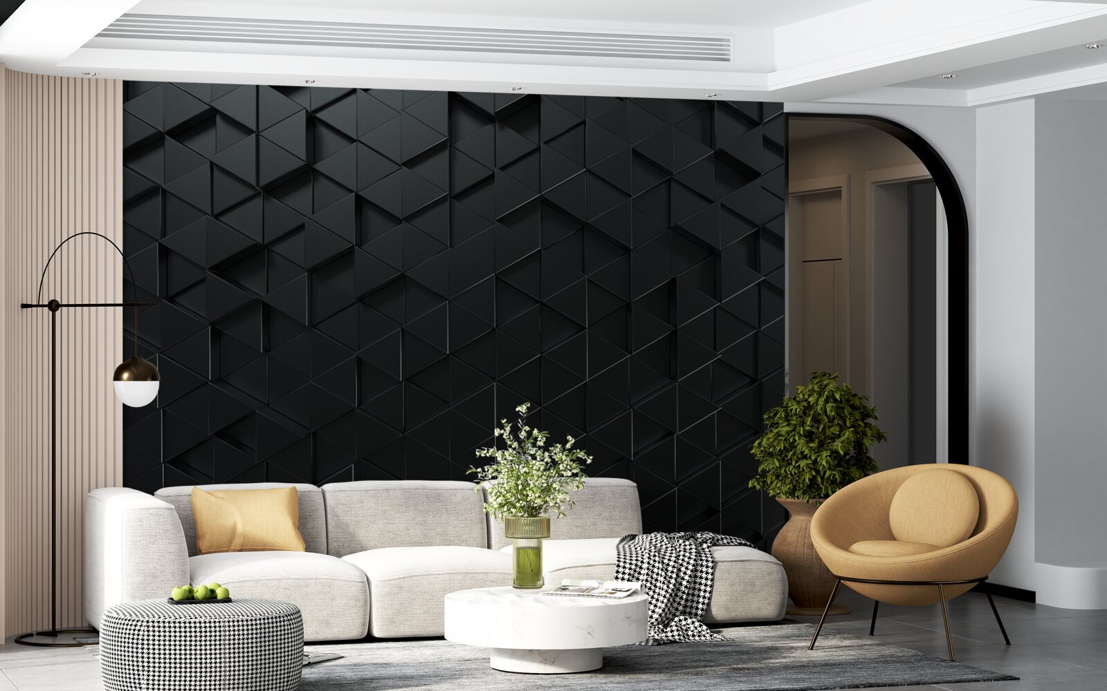 Фотошпалери об'ємні трикутники чорного кольору