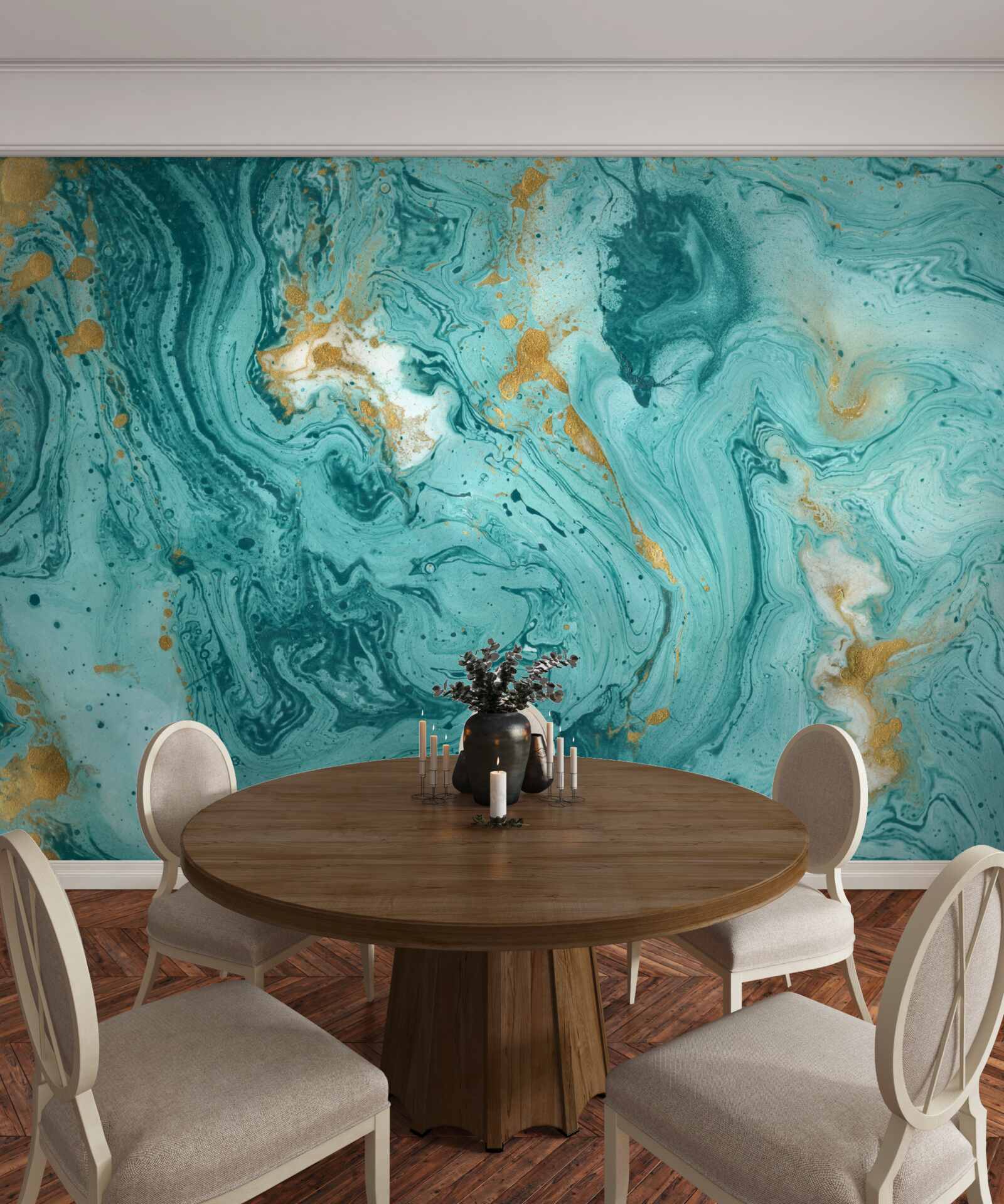 Фотошпалери світло-блакитні візерунки на мармурі