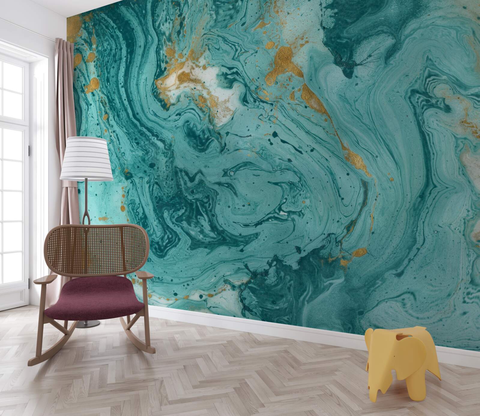 Фотошпалери світло-блакитні візерунки на мармурі