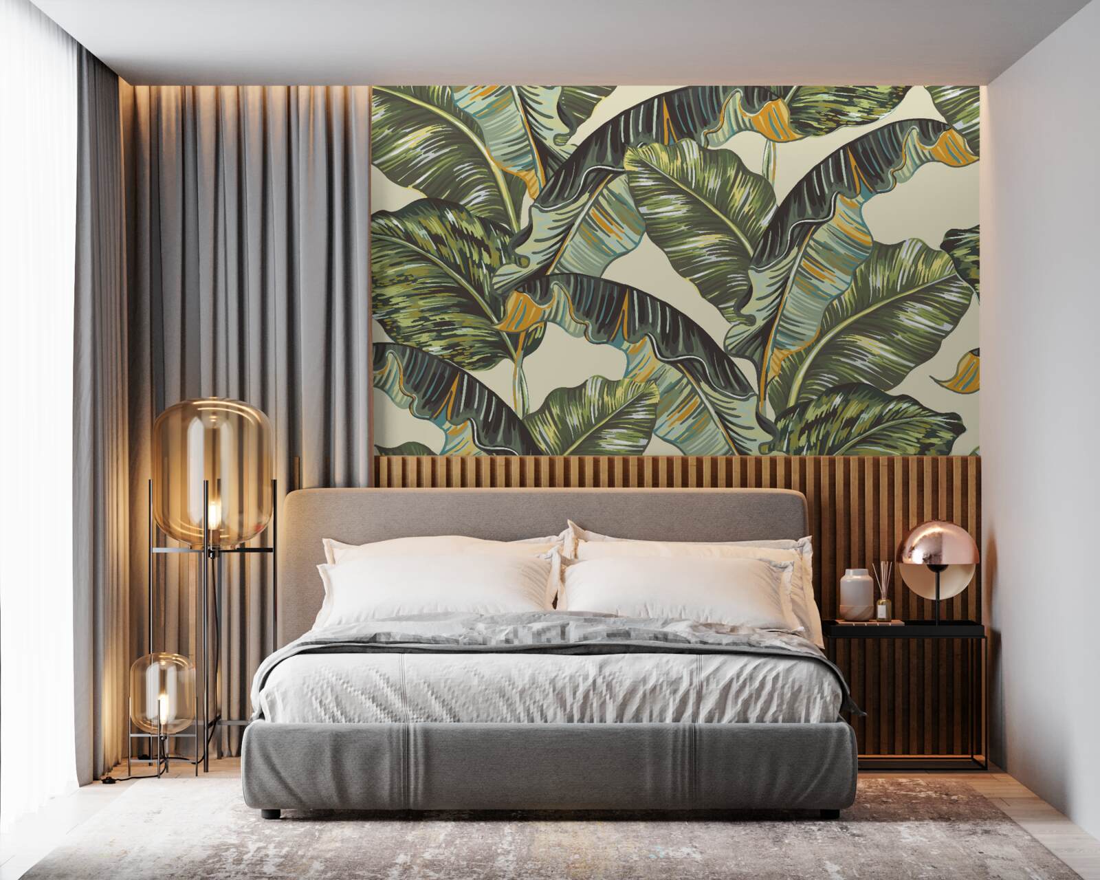 Фотошпалери багато відтінків на листі папороті