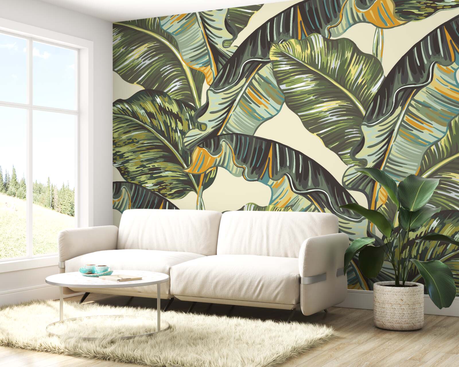 Фотошпалери багато відтінків на листі папороті