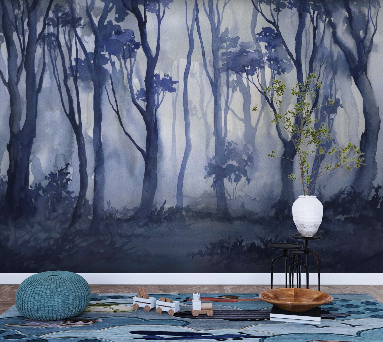 Фотошпалери густий туман у гущавині лісу