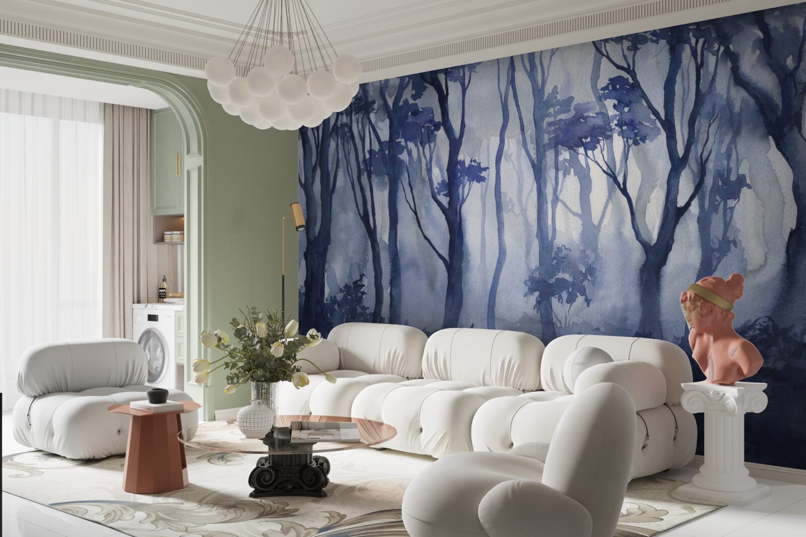 Фотошпалери густий туман у гущавині лісу