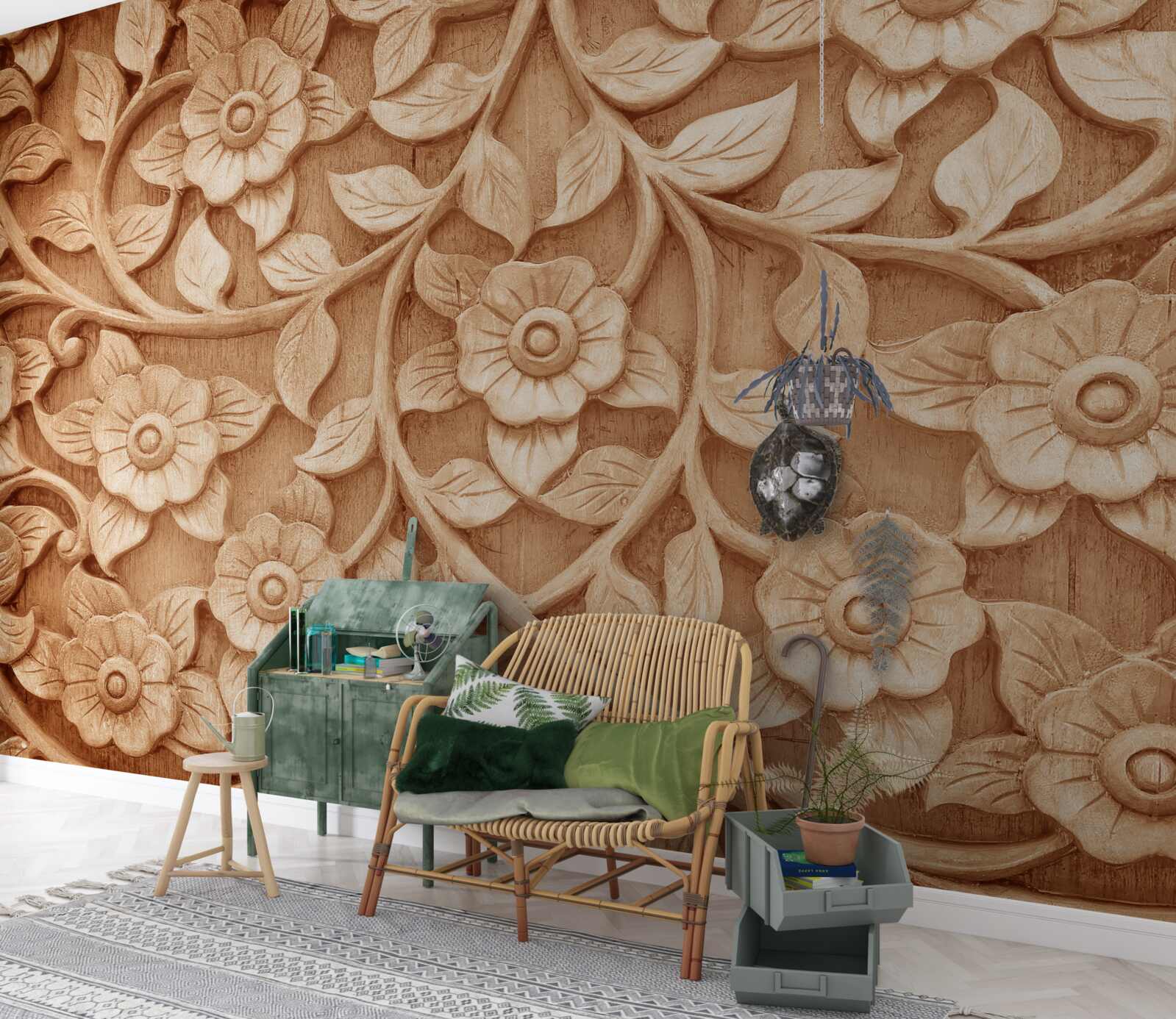 Фотошпалери текстура квітів з дерева