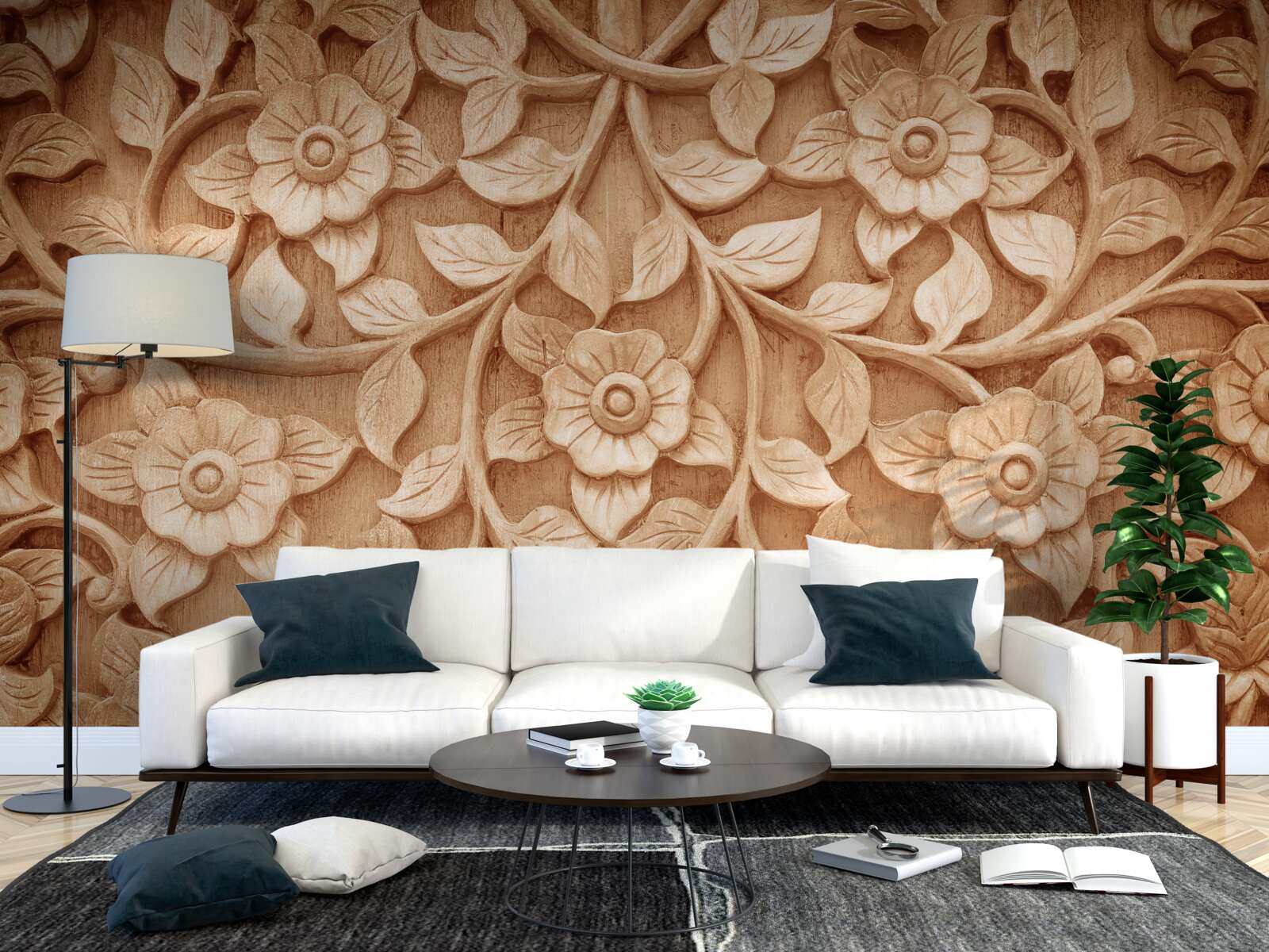 Фотошпалери текстура квітів з дерева