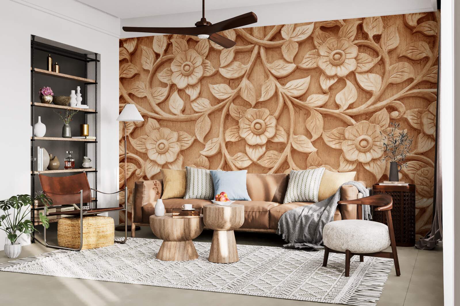 Фотошпалери текстура квітів з дерева